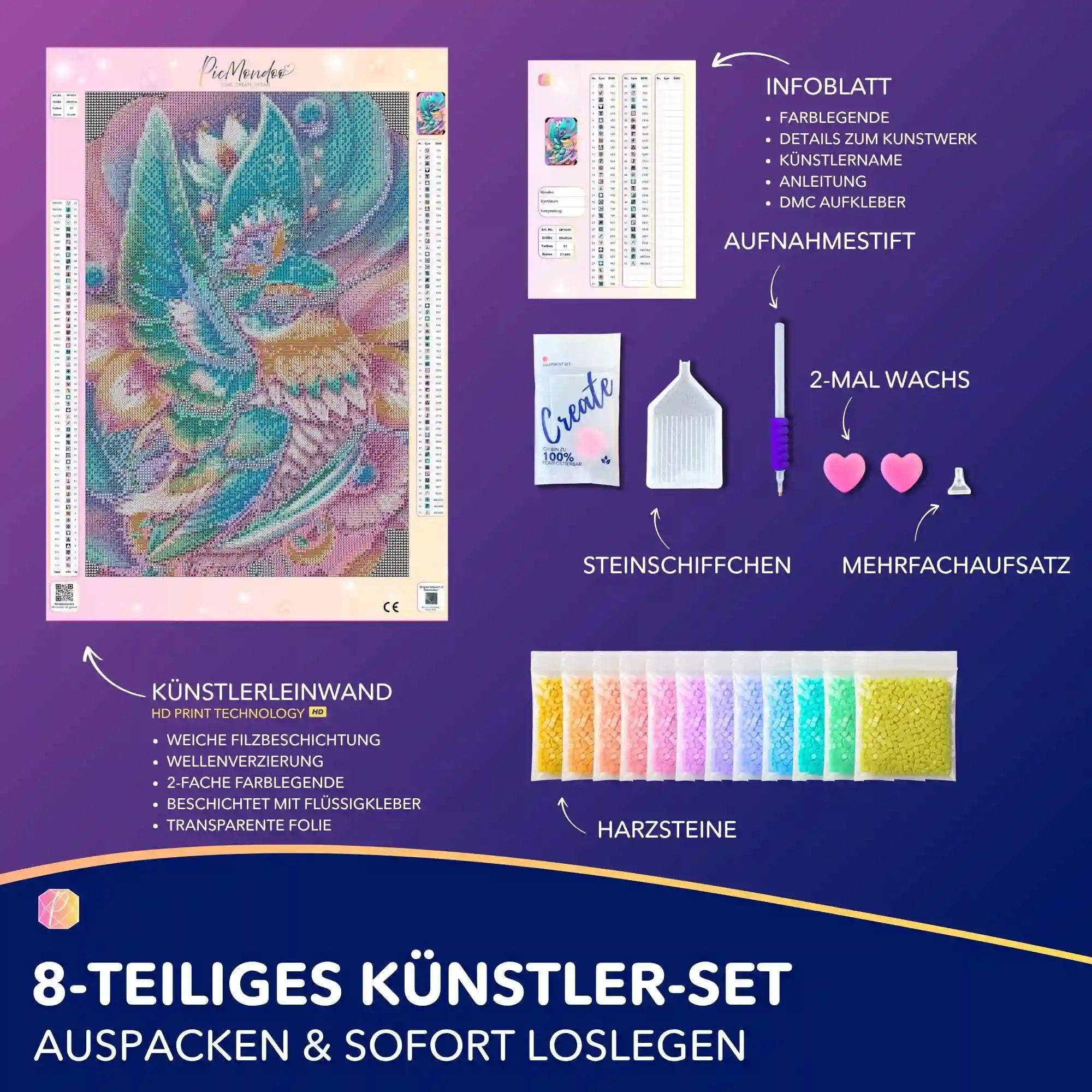 Diamond Painting - Kolibri im Blütenkelch