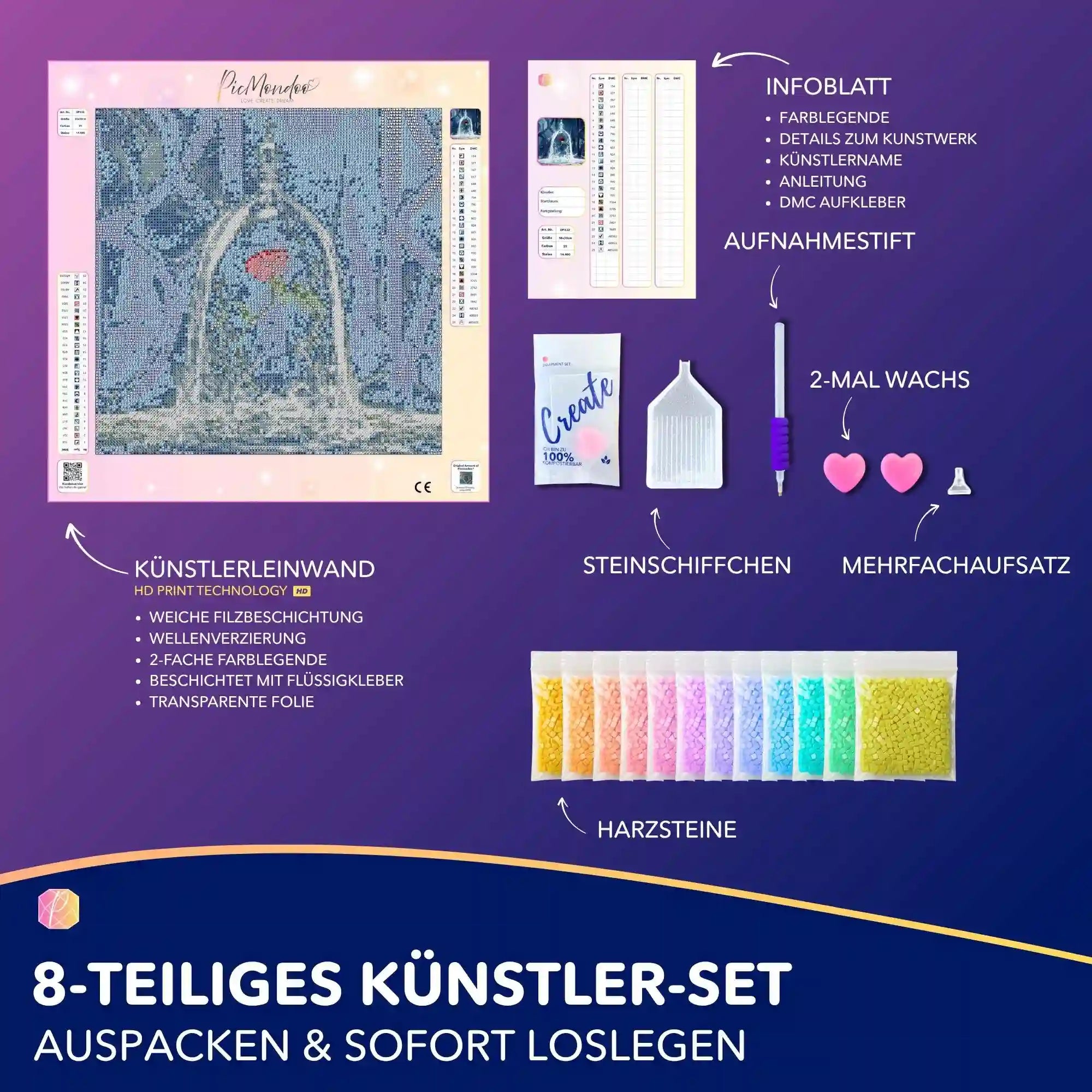 Diamond Painting - "Rose im Wunderglas"