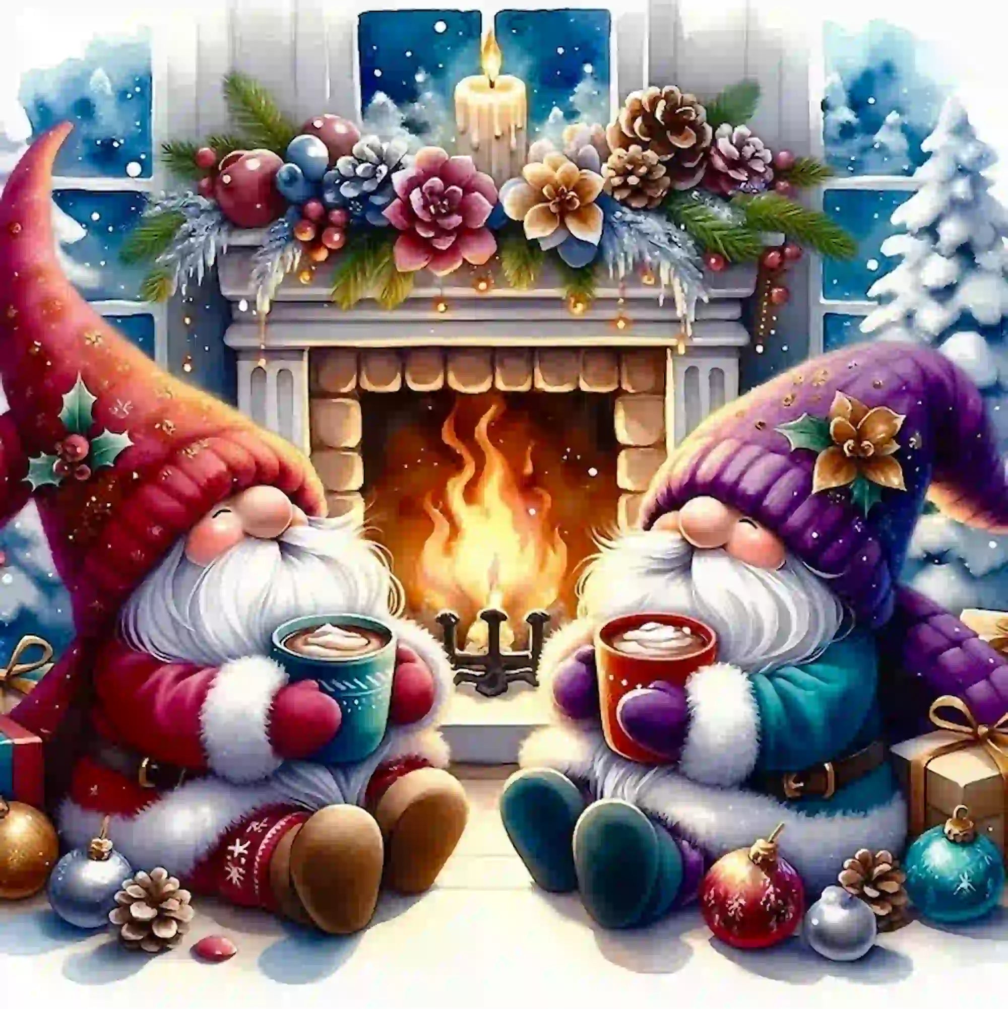 Diamond Painting 7 Tage Special - Weihnachtswichtel am Kamin