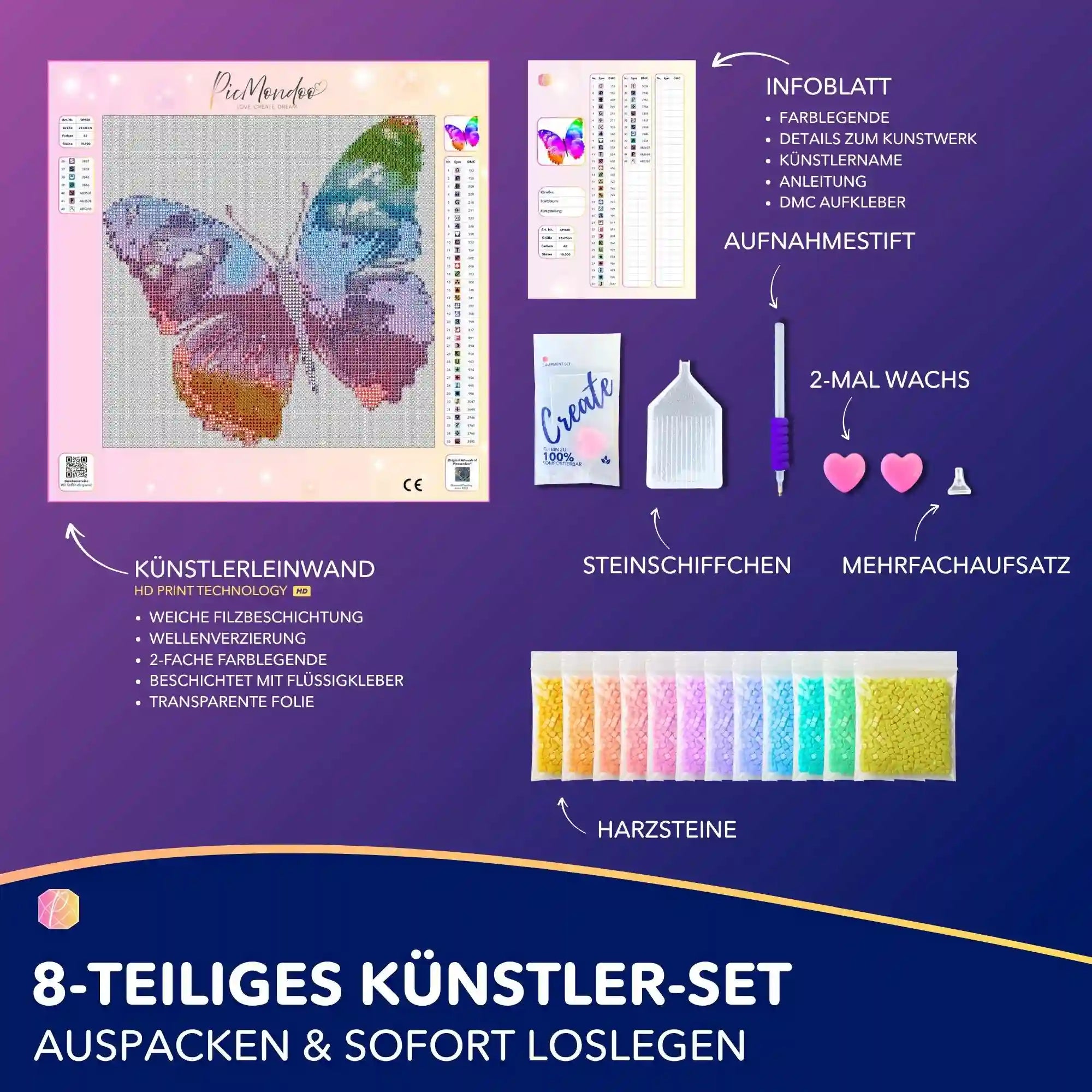 Diamond Painting Kids - Farbenfroher Schmetterling