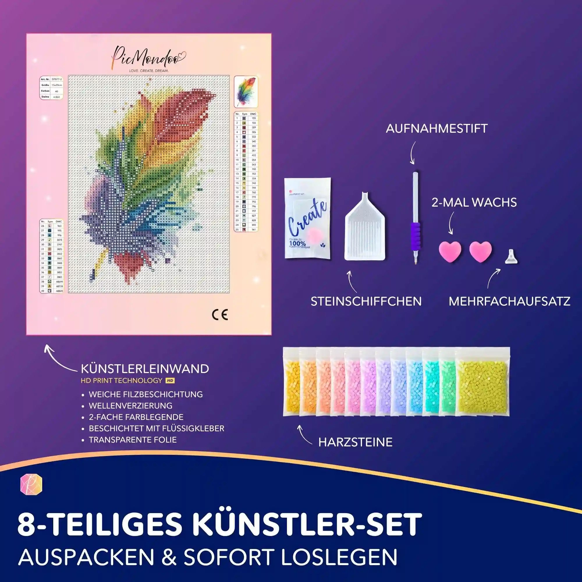 Diamond Painting Mini - Rainbow Feather