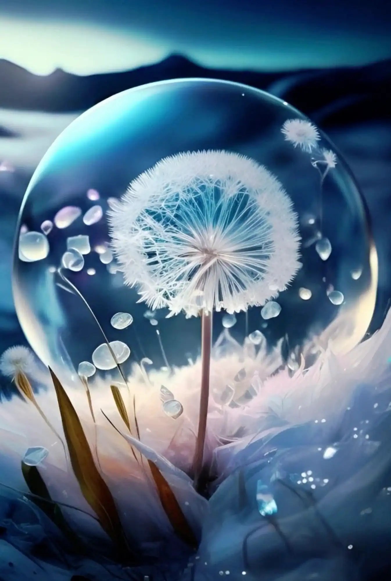 Diamond Painting Leuchtbild Special - Pusteblume Eiskristall