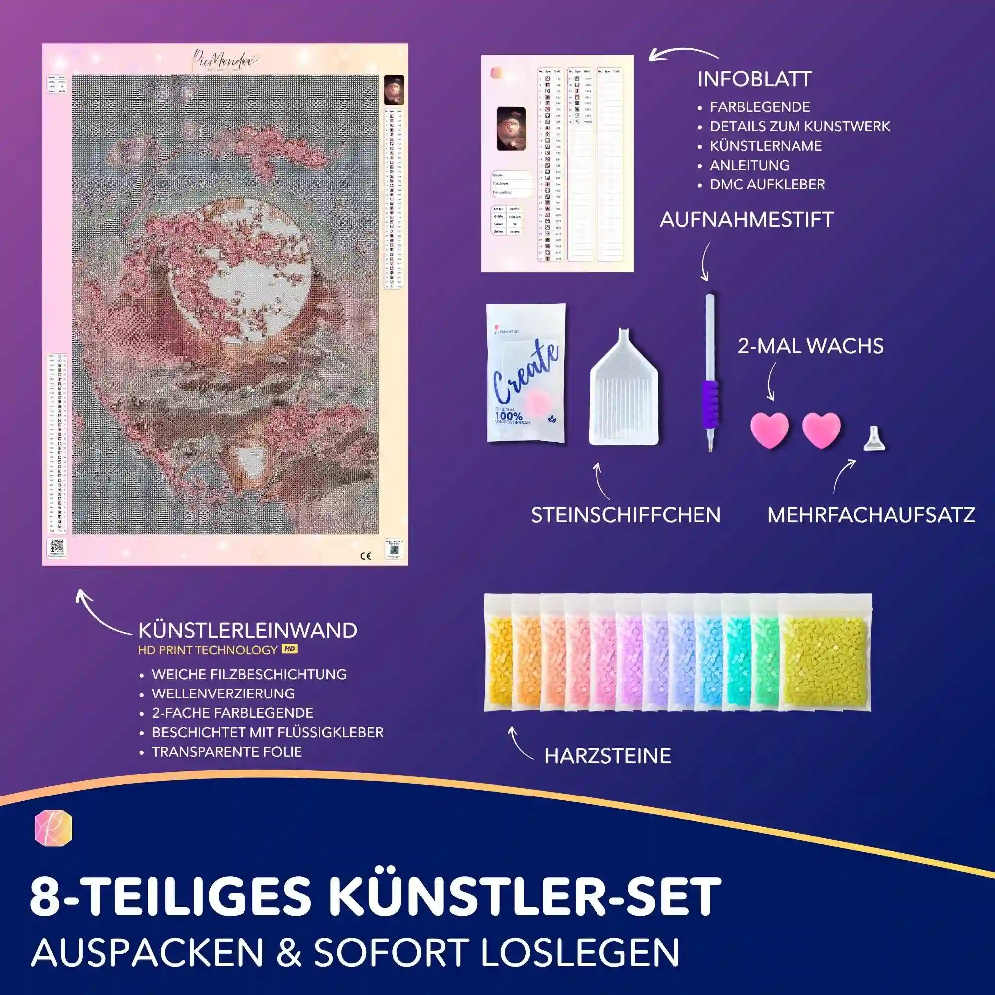 Diamond Painting Leuchtbild Special - Kirschblüten im Mondschein