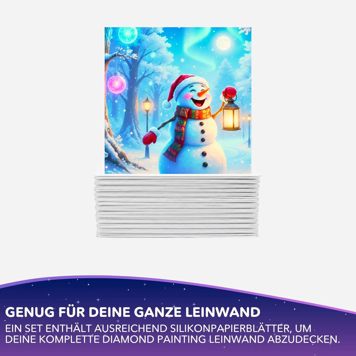 Silikonpapier-Set für Diamond Painting: Stapel Trennblätter mit fröhlichem Schneemann im Winter