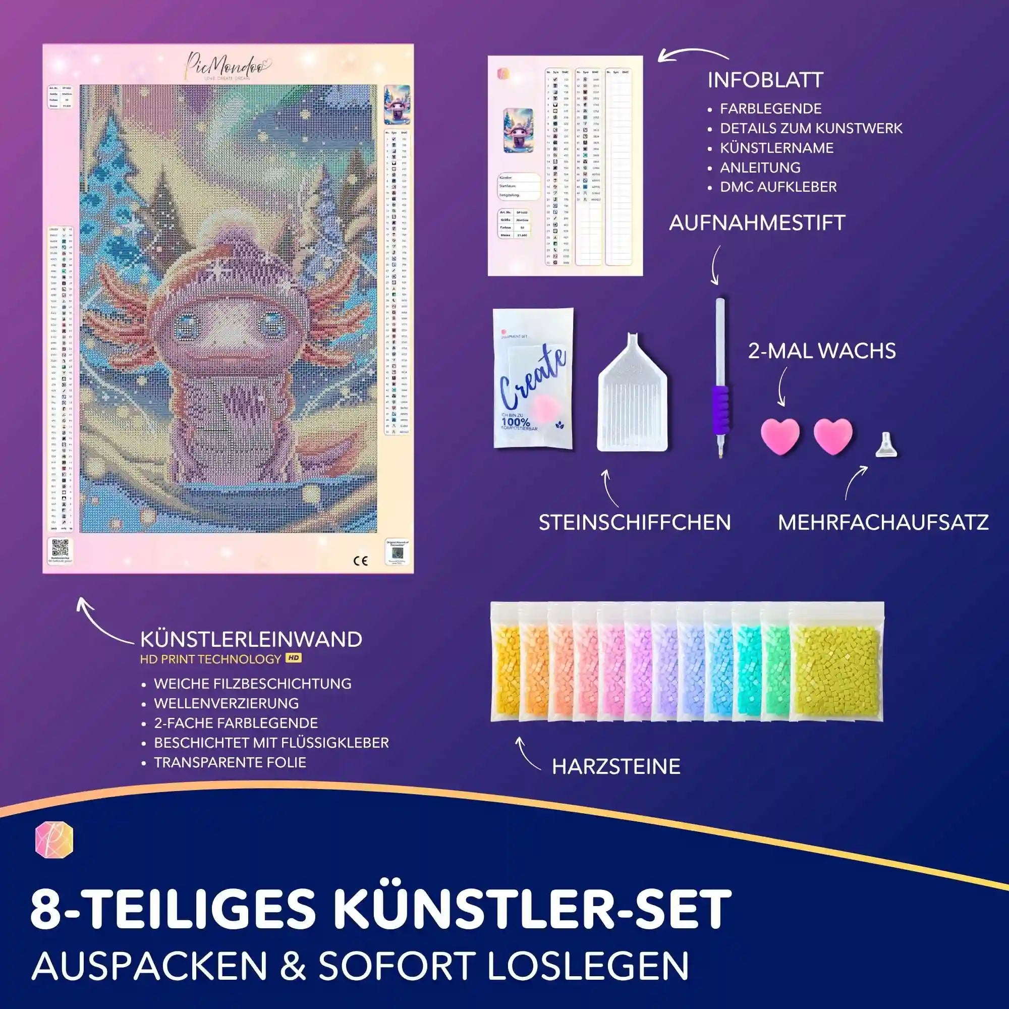 Diamond Painting - Axolotl im Urlaub