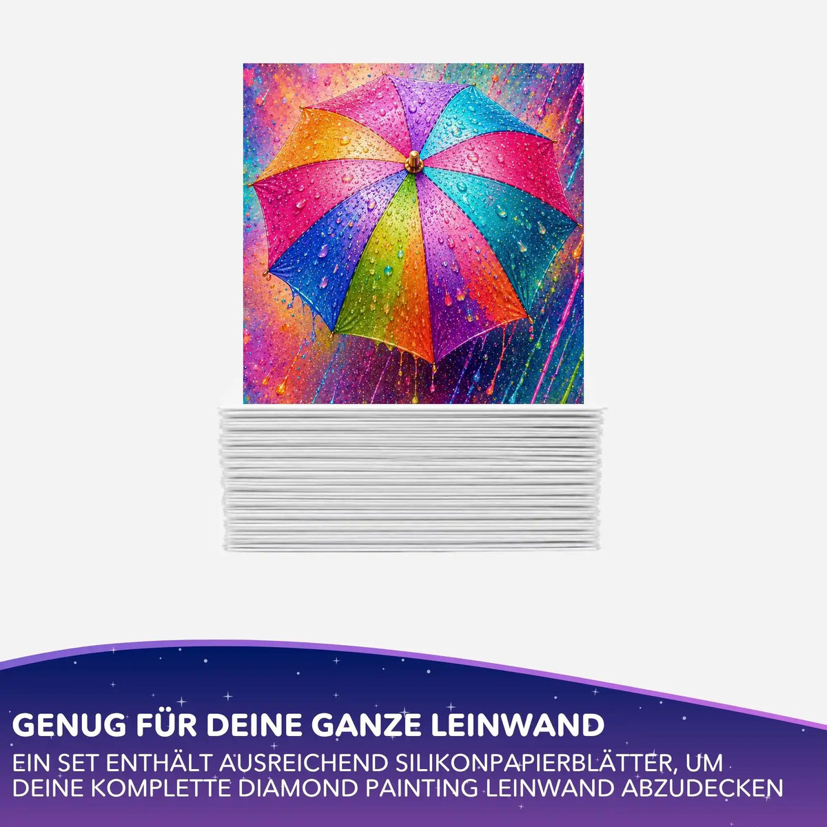 Diamond Painting Silikonpapier-Set mit buntem Regenschirm-Motiv zum Abdecken der Leinwand