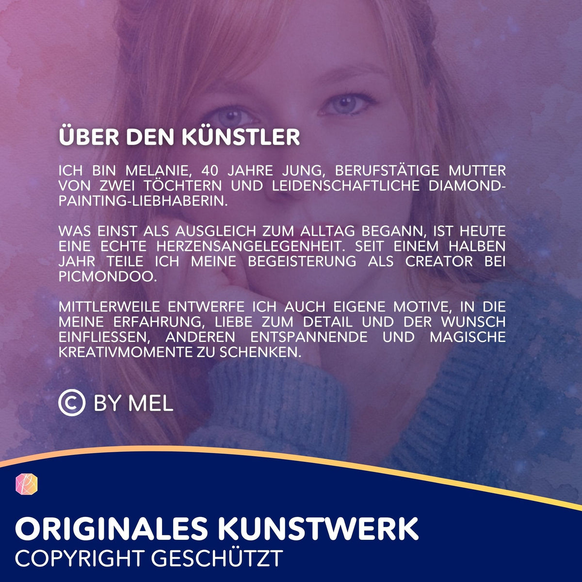 Künstlervorstellung für exklusive Diamond Painting Sets und kreative DIY-Kunstwerke von Picmondoo by Mel
