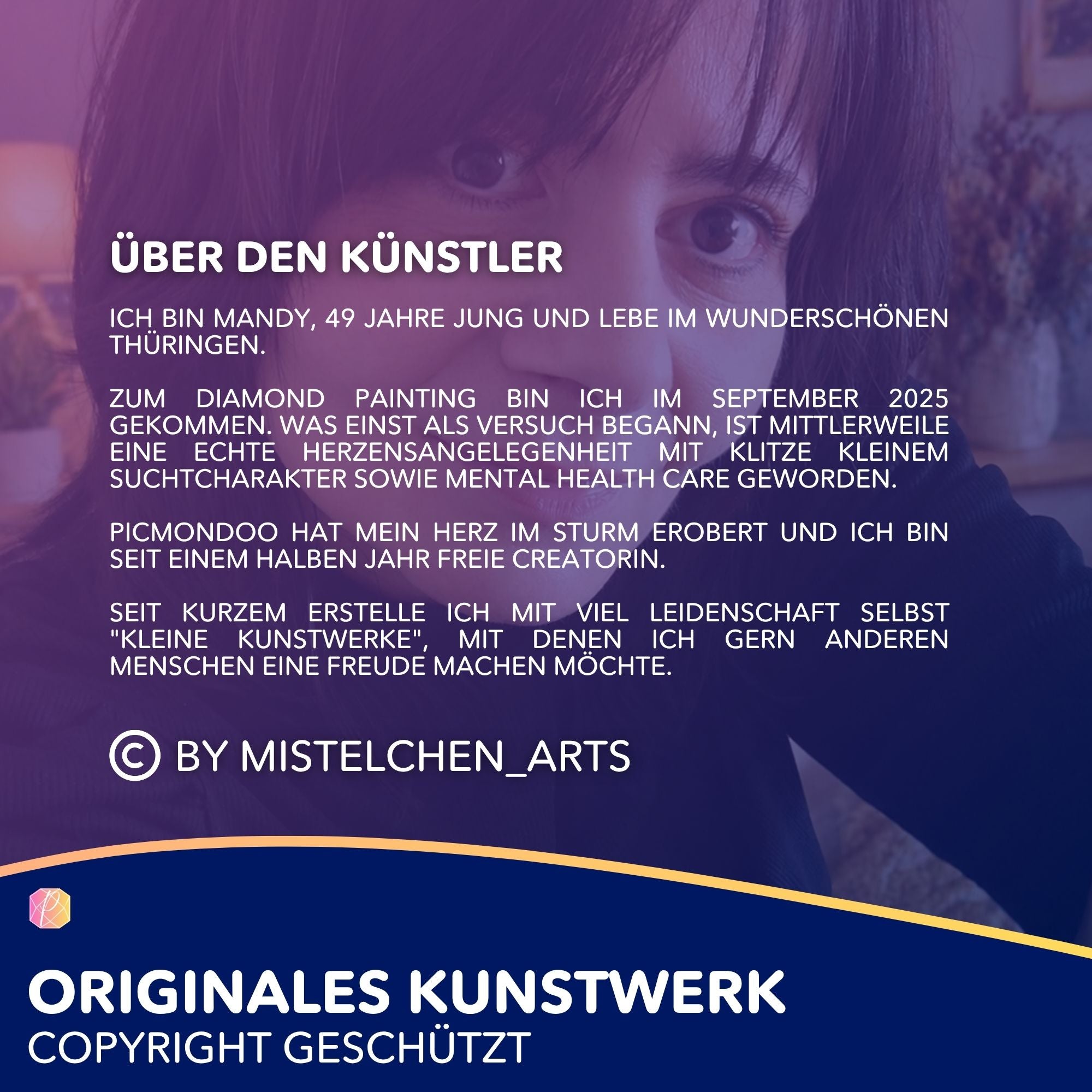 Künstlervorstellung für Diamond Painting Motive von Mistelchen Arts als kreative Inspiration für dein nächstes Hobby.