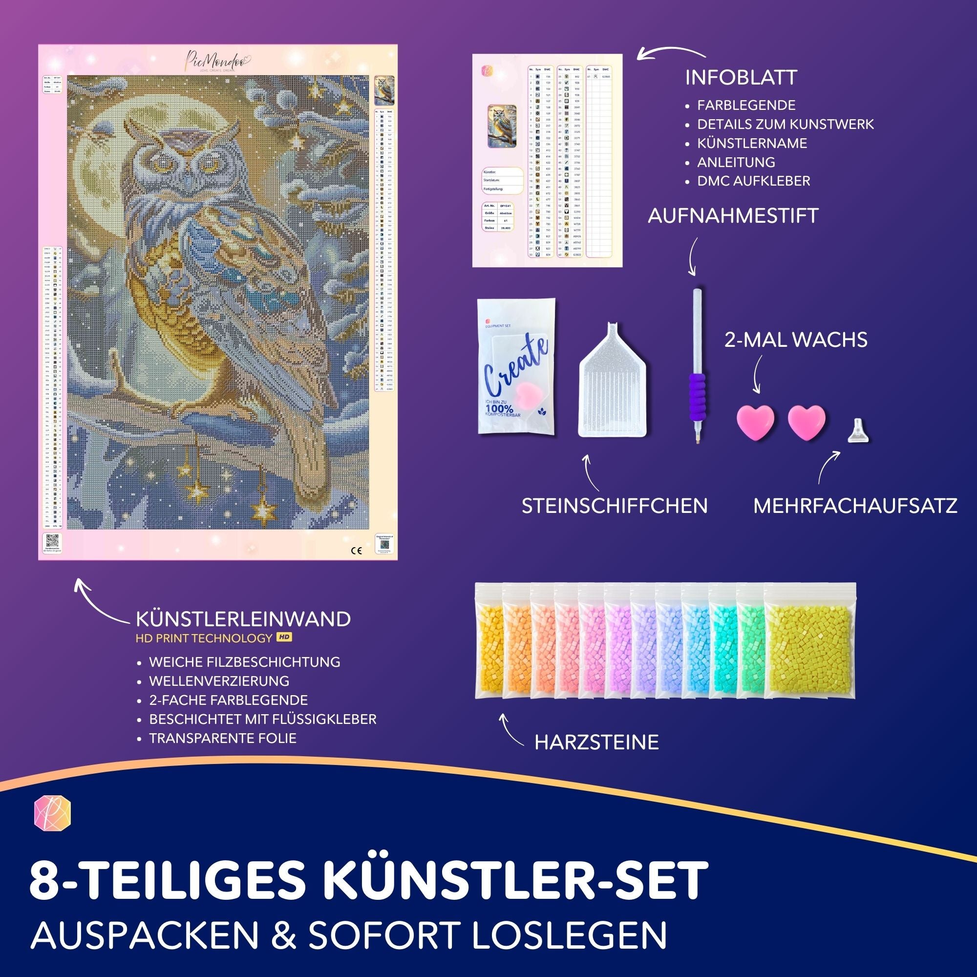 Diamond Painting - Goldene Schneeeule