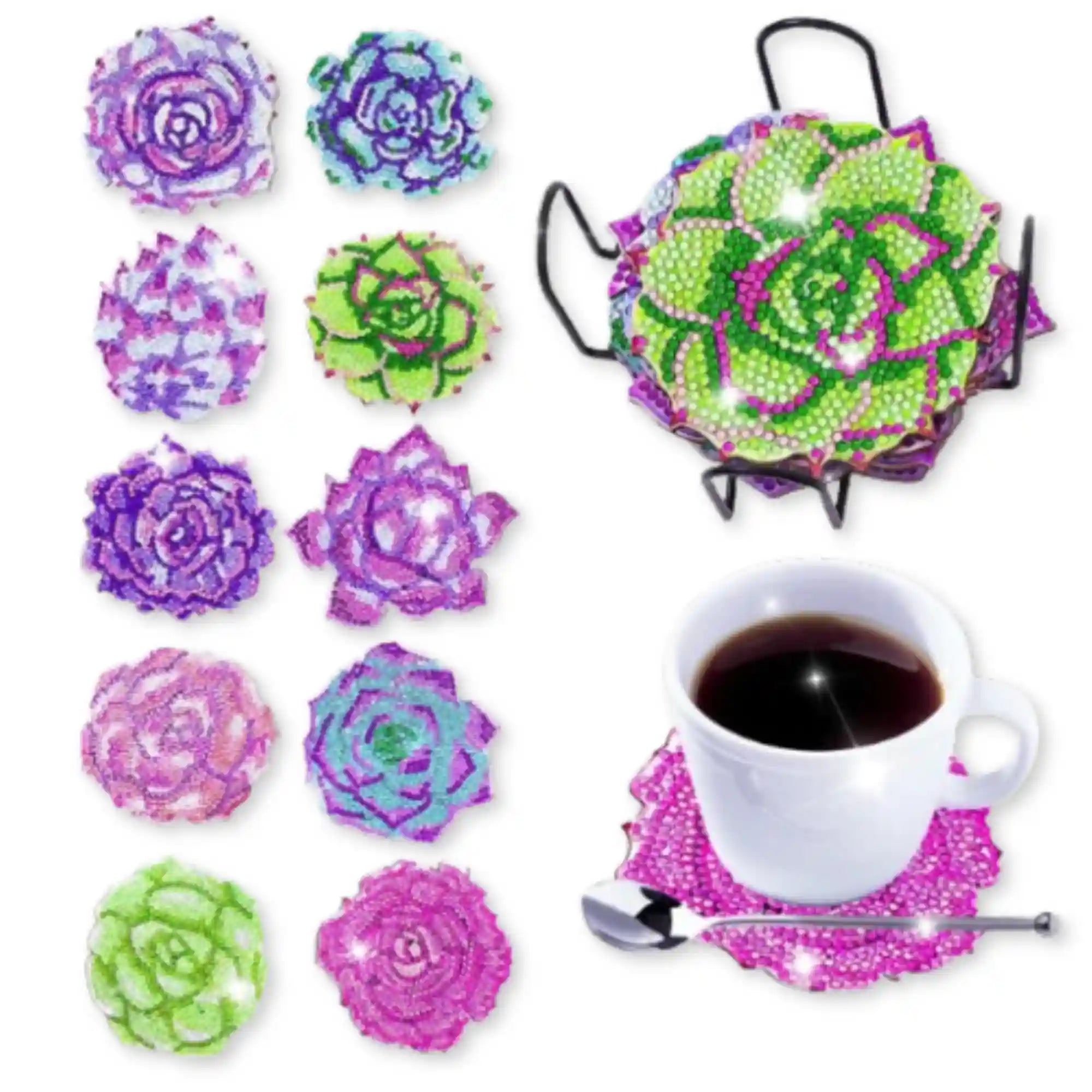 Diamond Painting - Untersetzer "Purple Flowers"