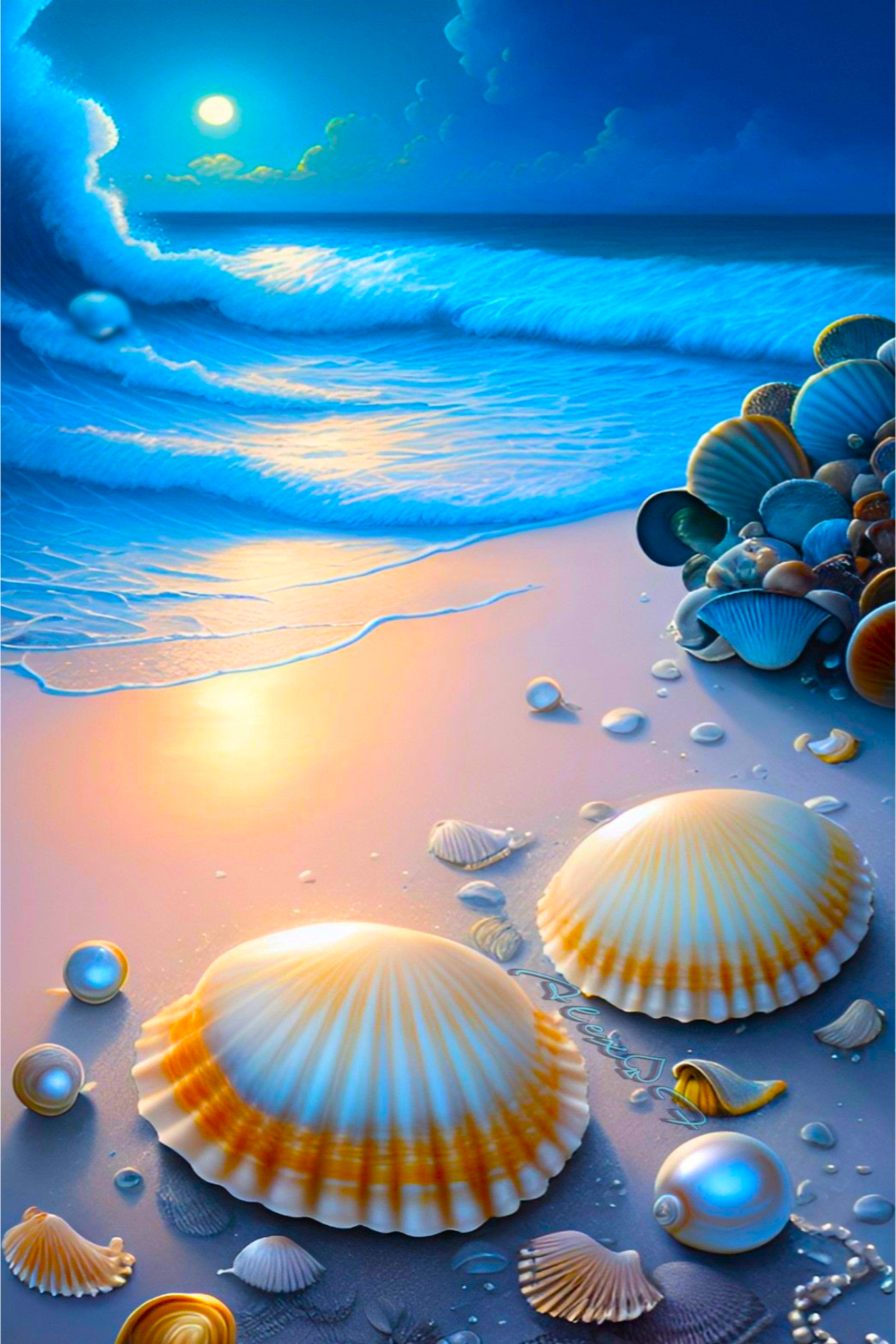 Diamond Painting - Strand im Nachtglanz