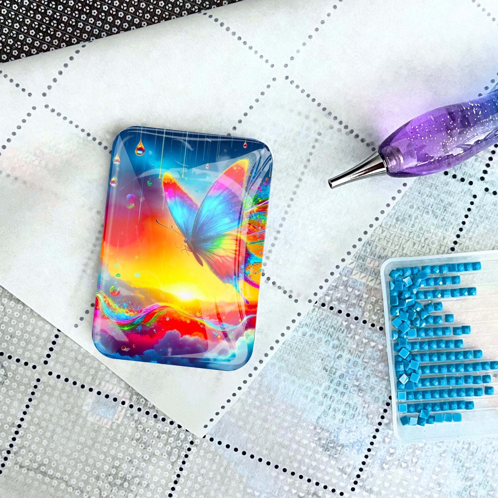 Cover Minder - Diamond Painting 100 Farben Special - Schmetterlinge im Regenbogenfluss