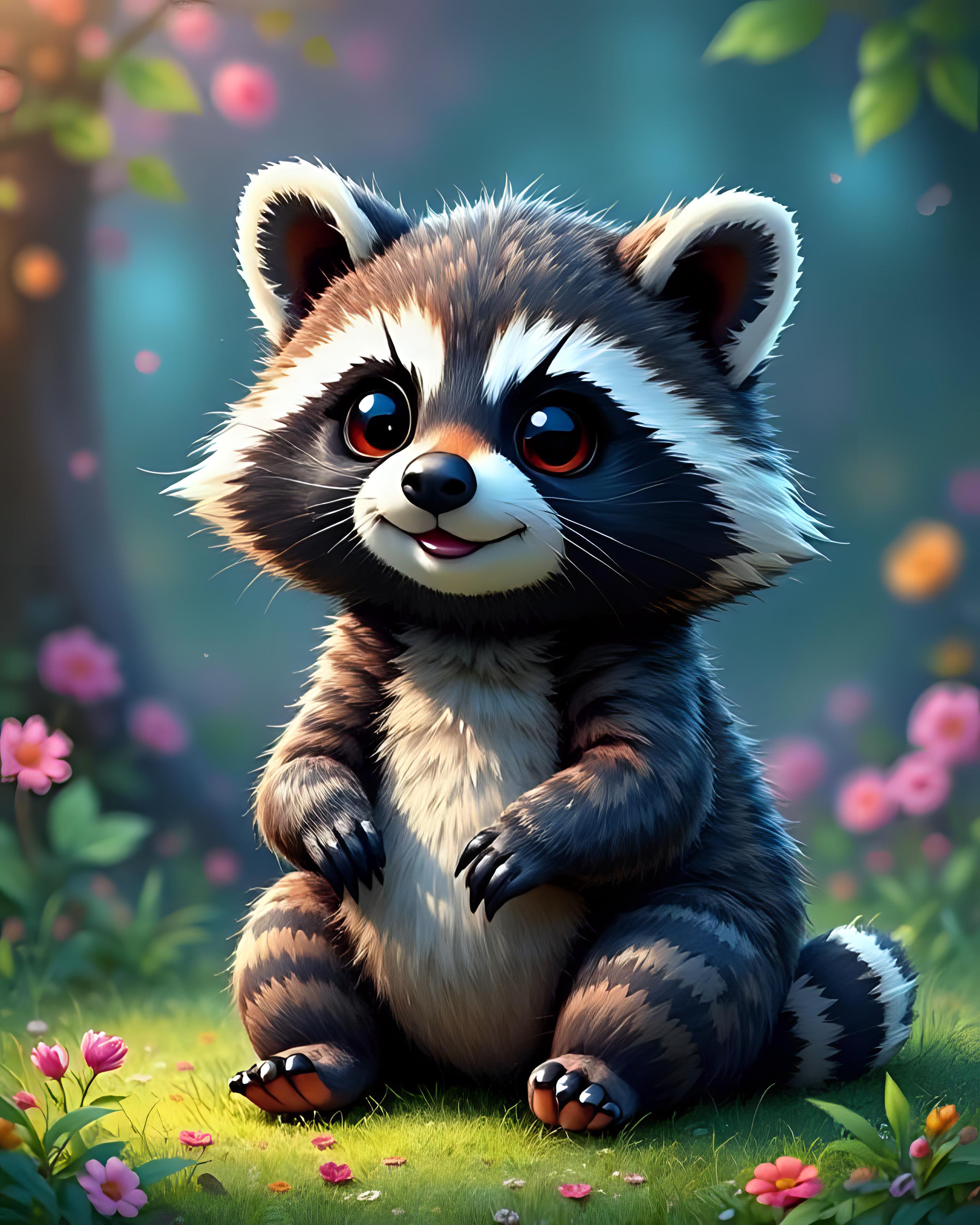 GRATIS Diamond Painting - Waschbär Brownie
