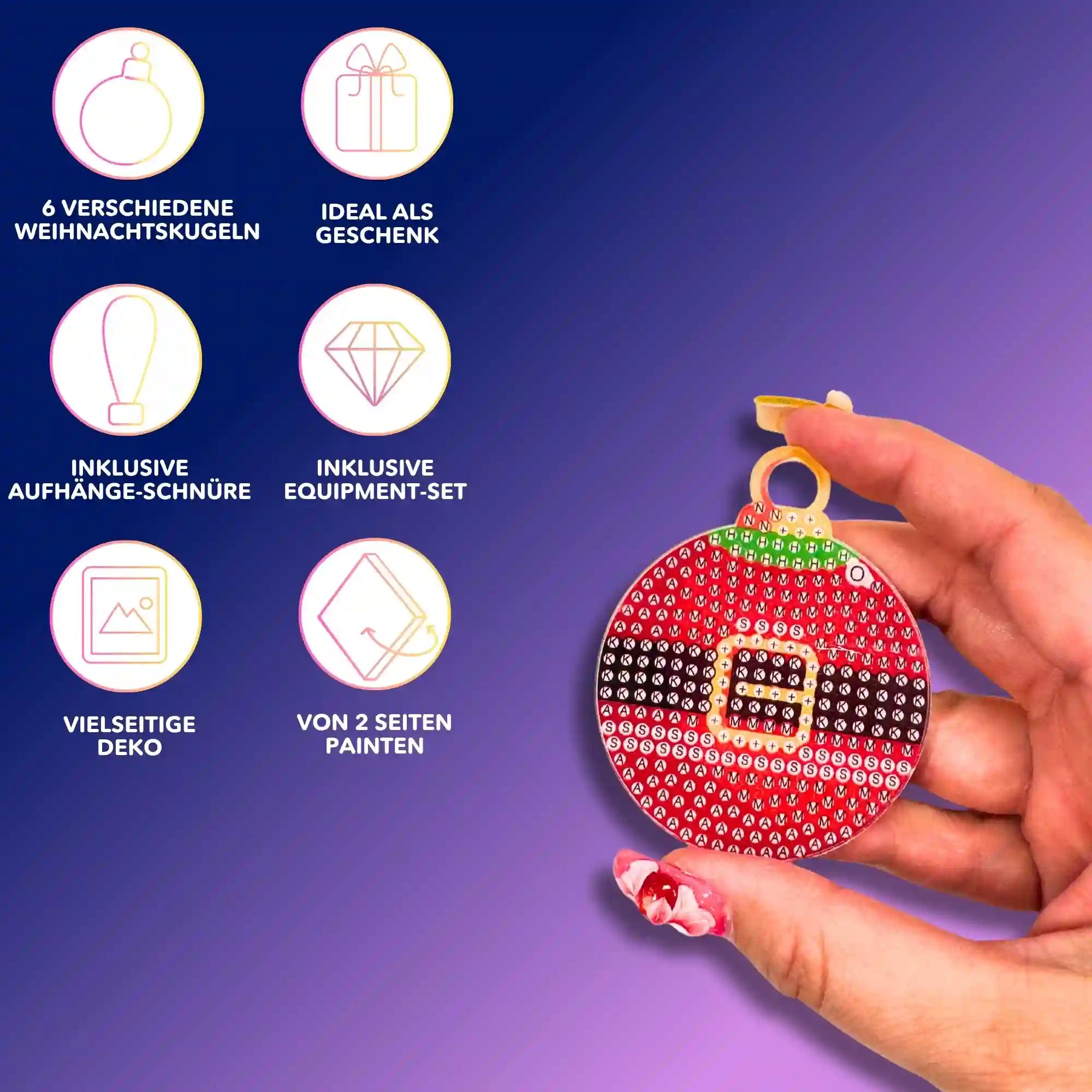 Diamond Painting - Kleine Weihnachtsanhänger Baumkugeln