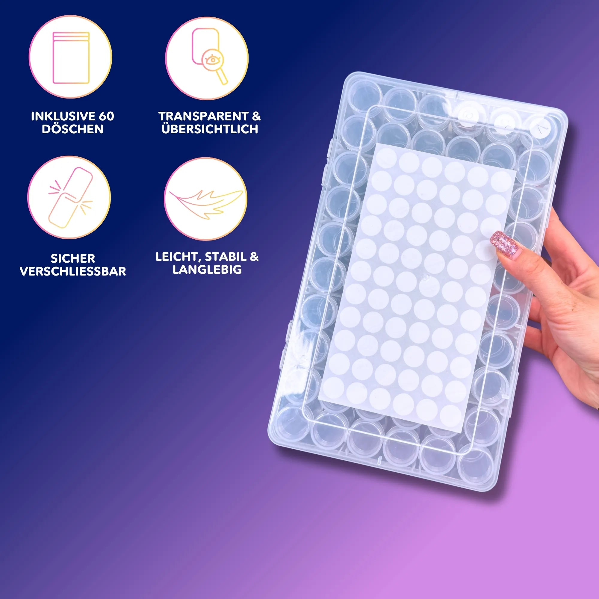 Diamond Painting Aufbewahrungsbox / 60 Dosen