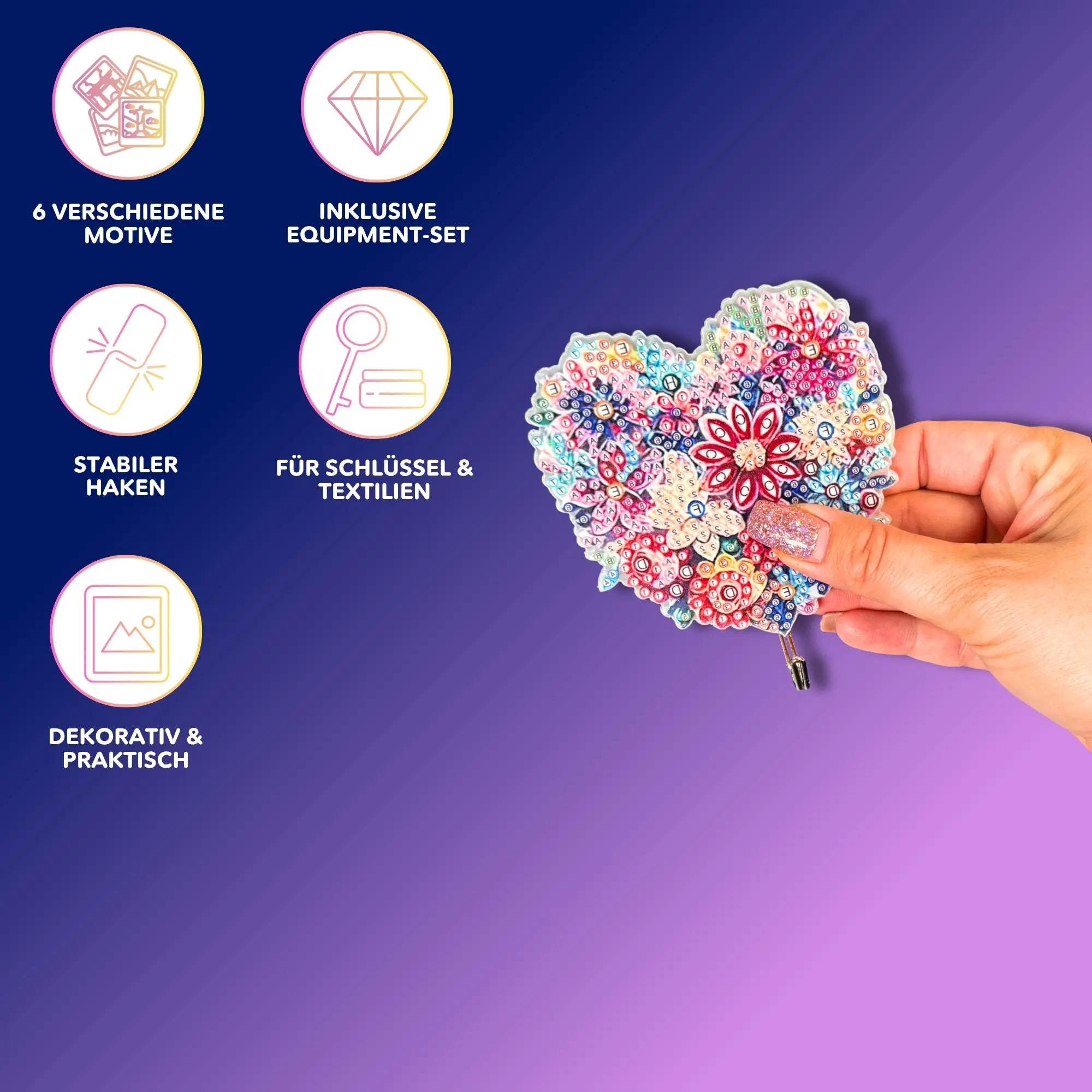 Diamond Painting Wandhaken Mosaikherzen