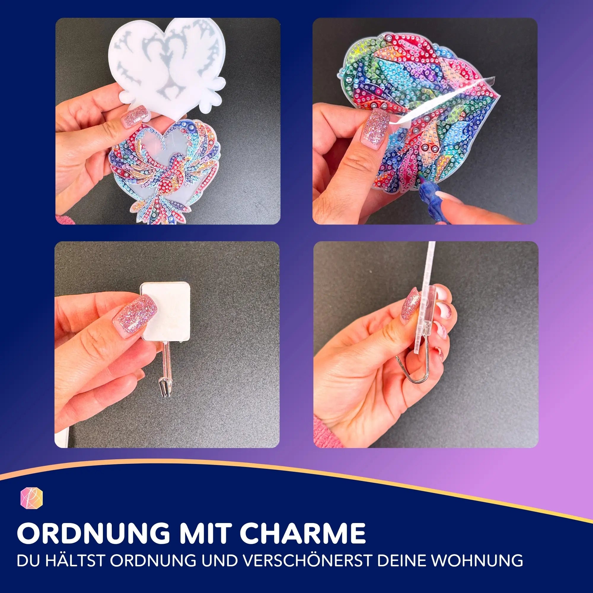 Diamond Painting Wandhaken Mosaikherzen