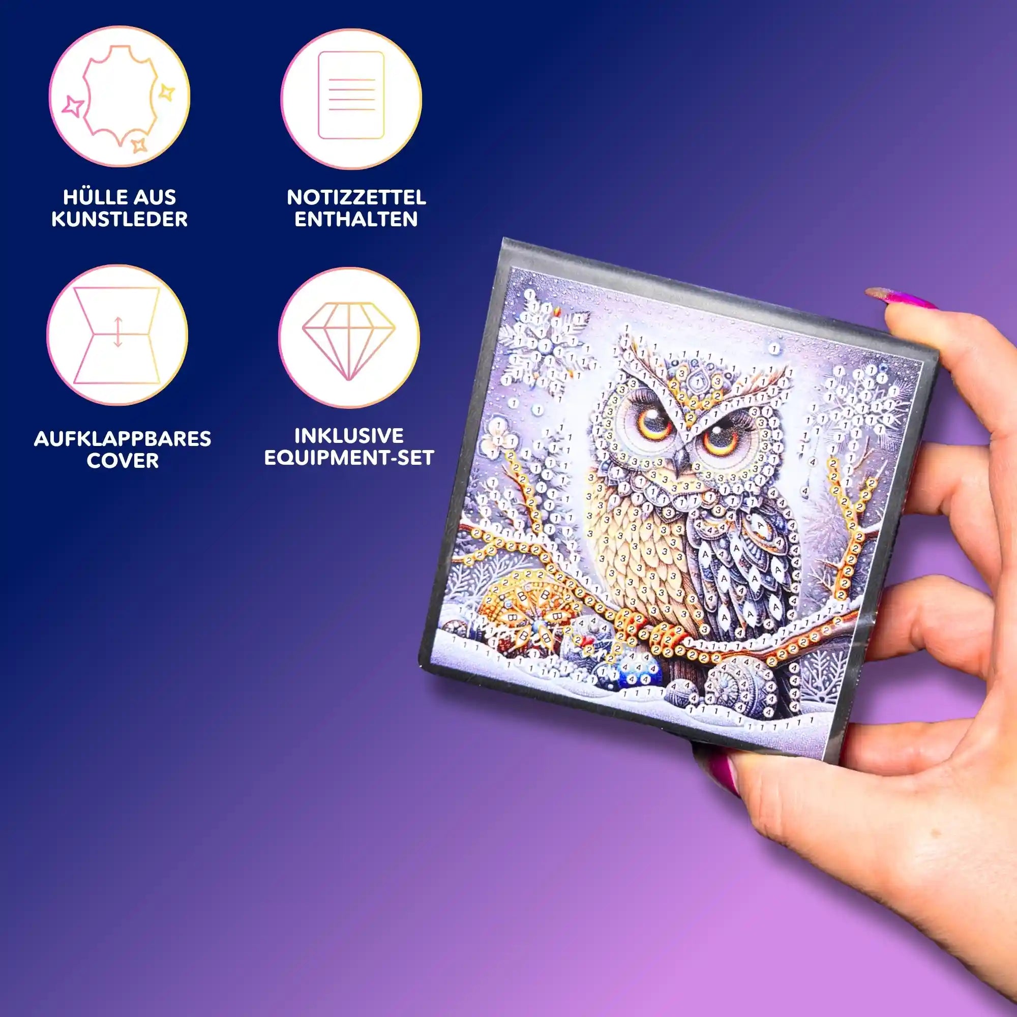 Diamond Painting Notizblock - Wintereule