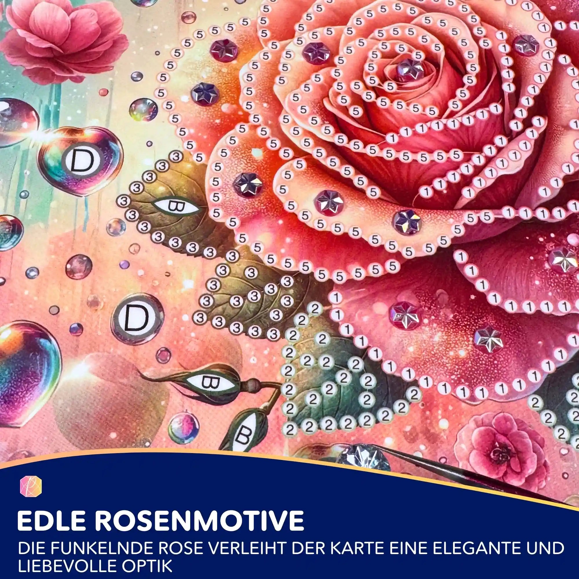 Diamond Painting Geschenkkarte Rose