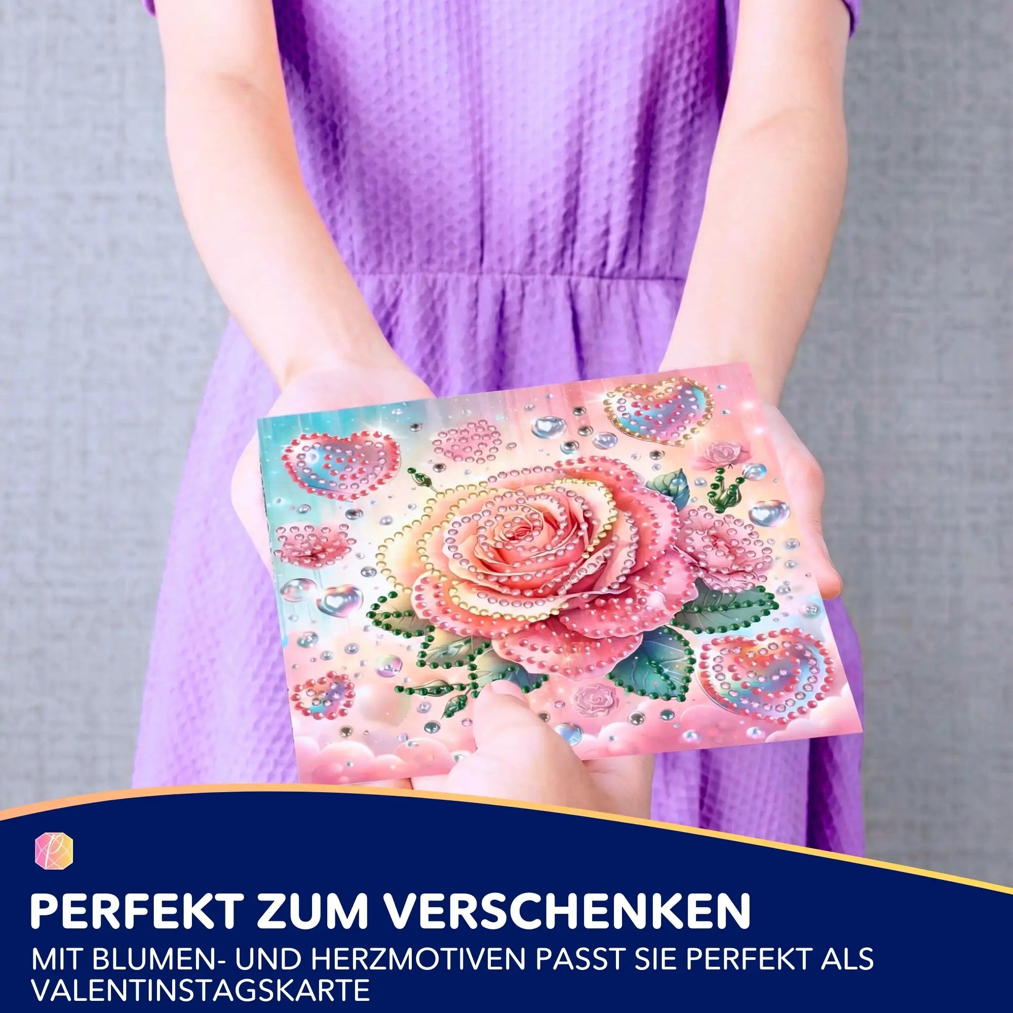 Diamond Painting Geschenkkarte Rose