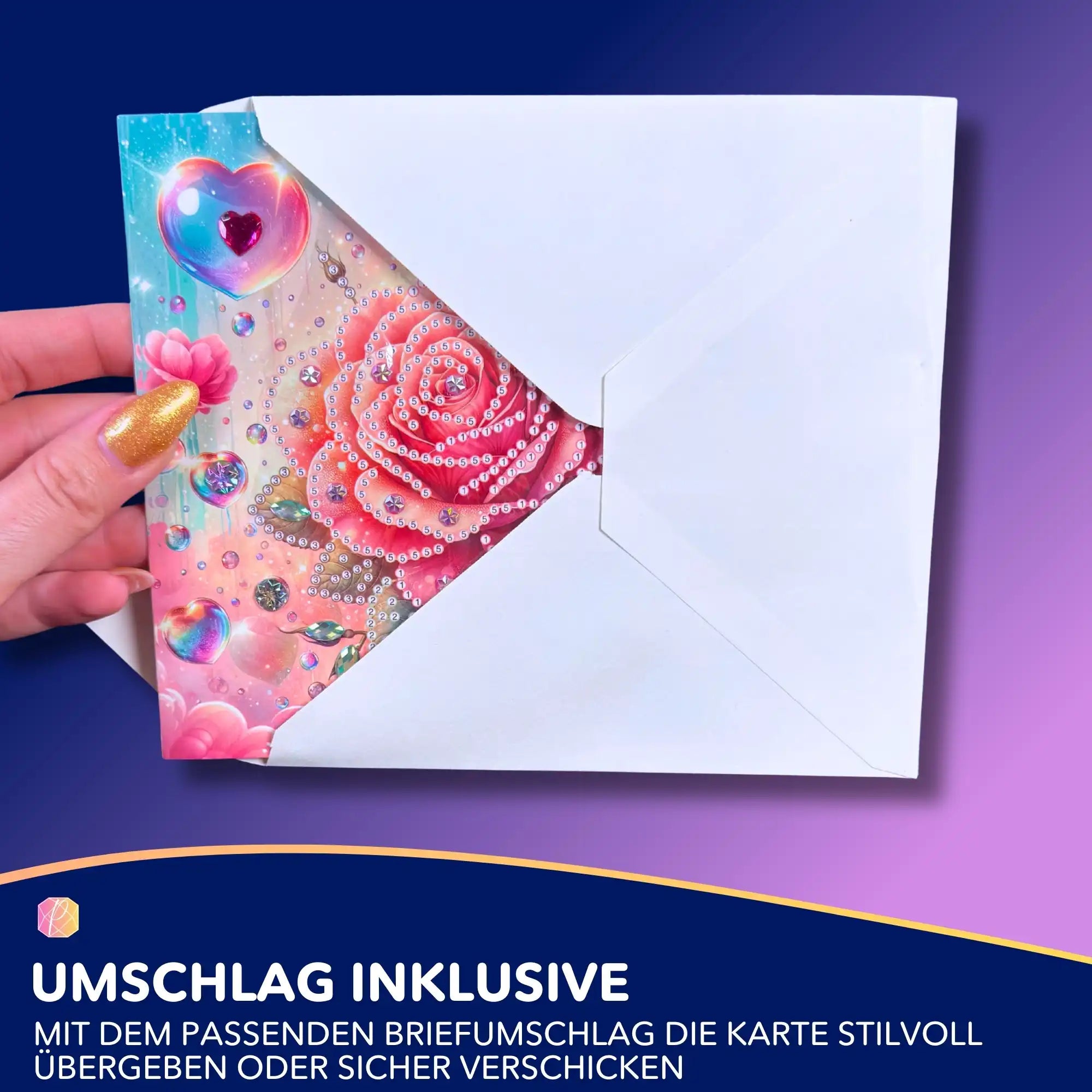 Diamond Painting Geschenkkarte Rose
