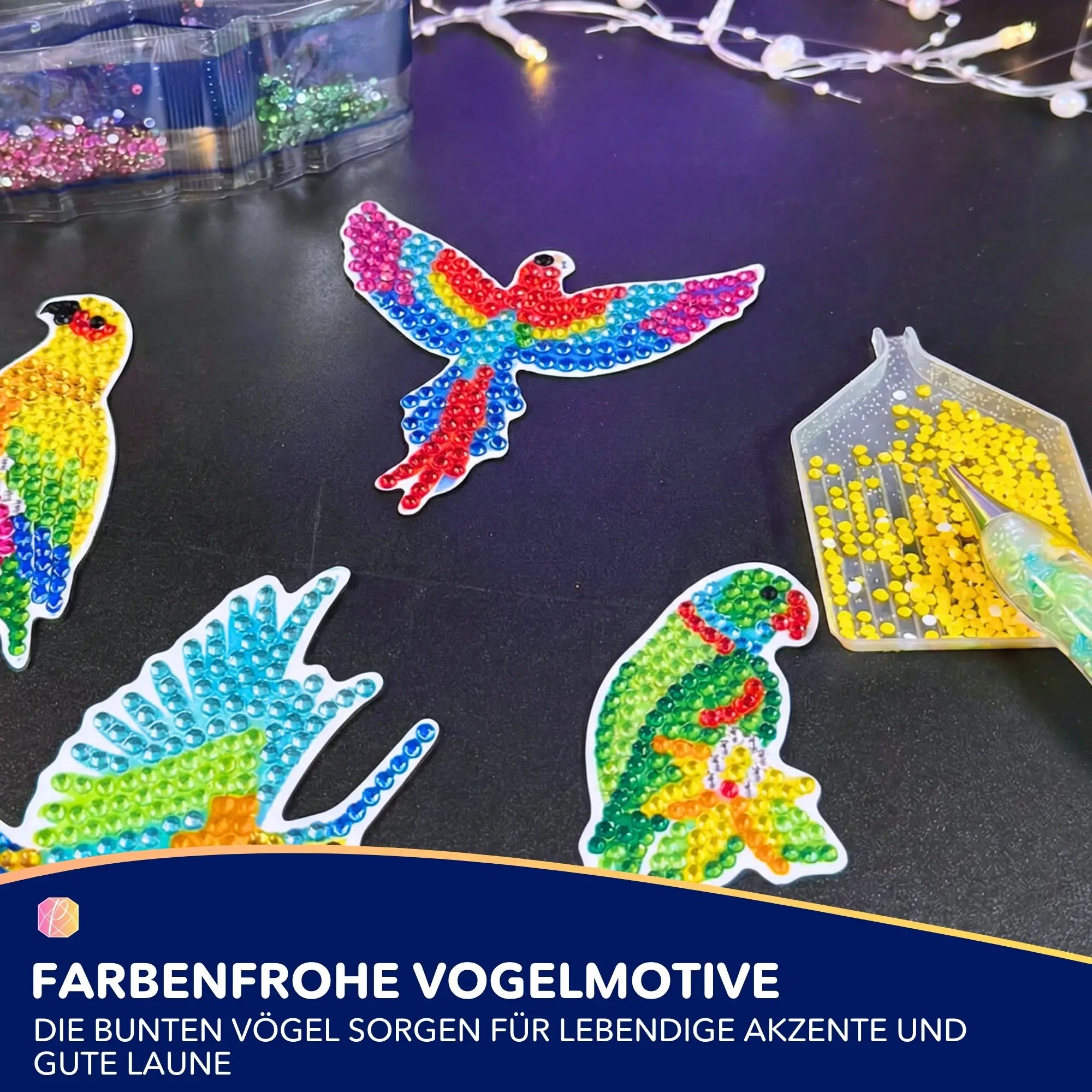 Diamond Painting Sticker - Bunte Vögel