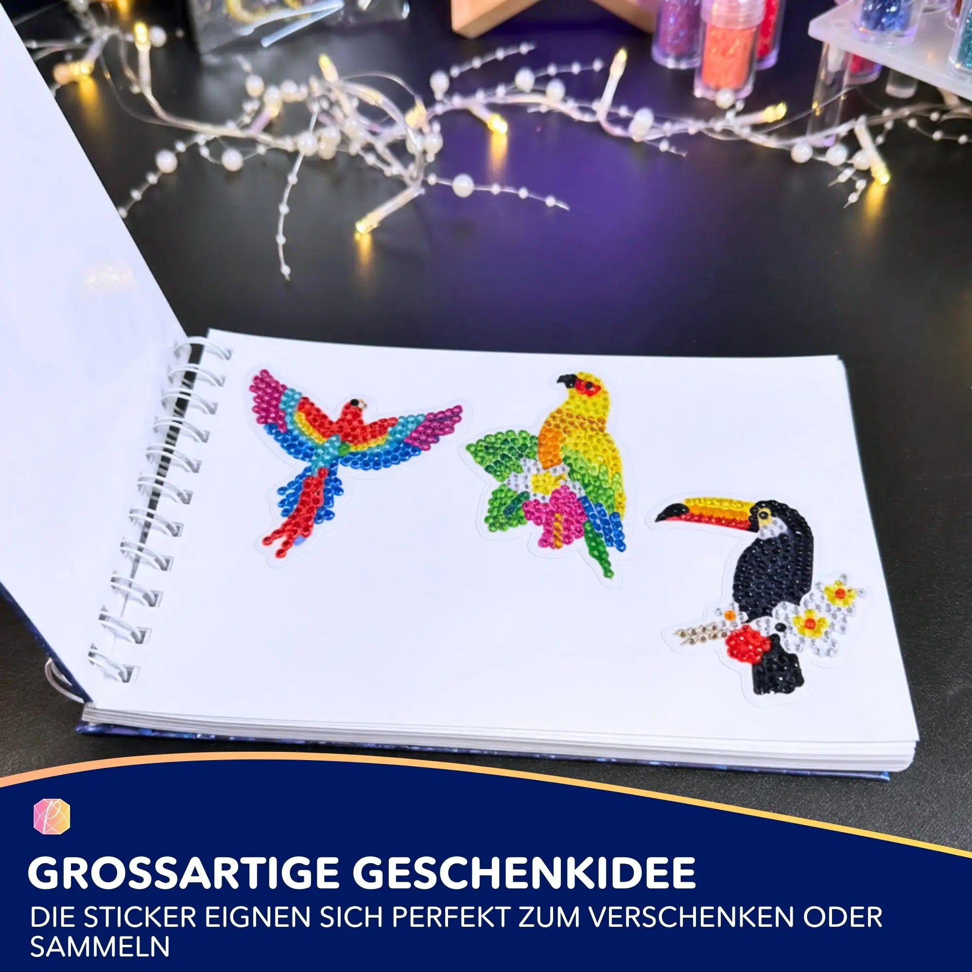 Diamond Painting Sticker - Bunte Vögel