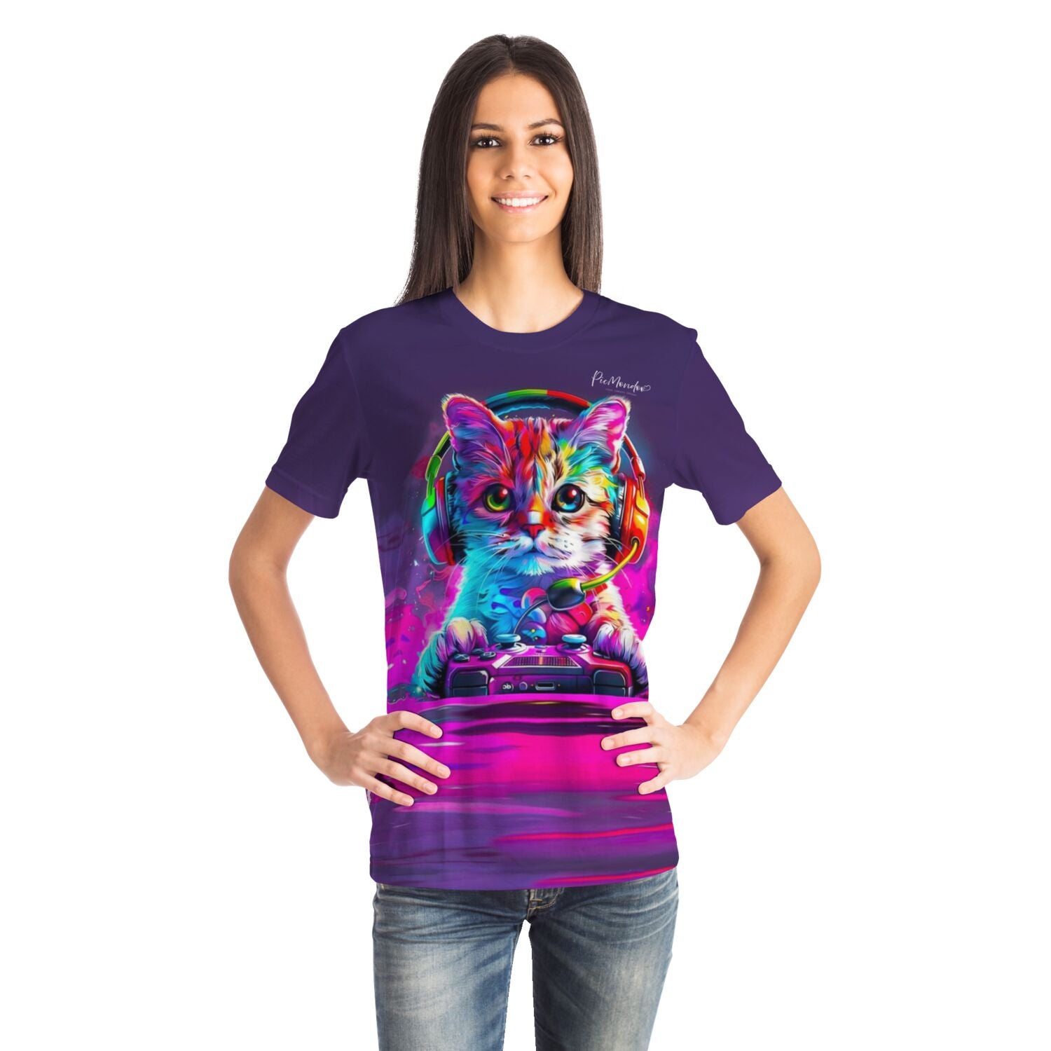 Dreamer T-Shirt - Colorful gaming Cat