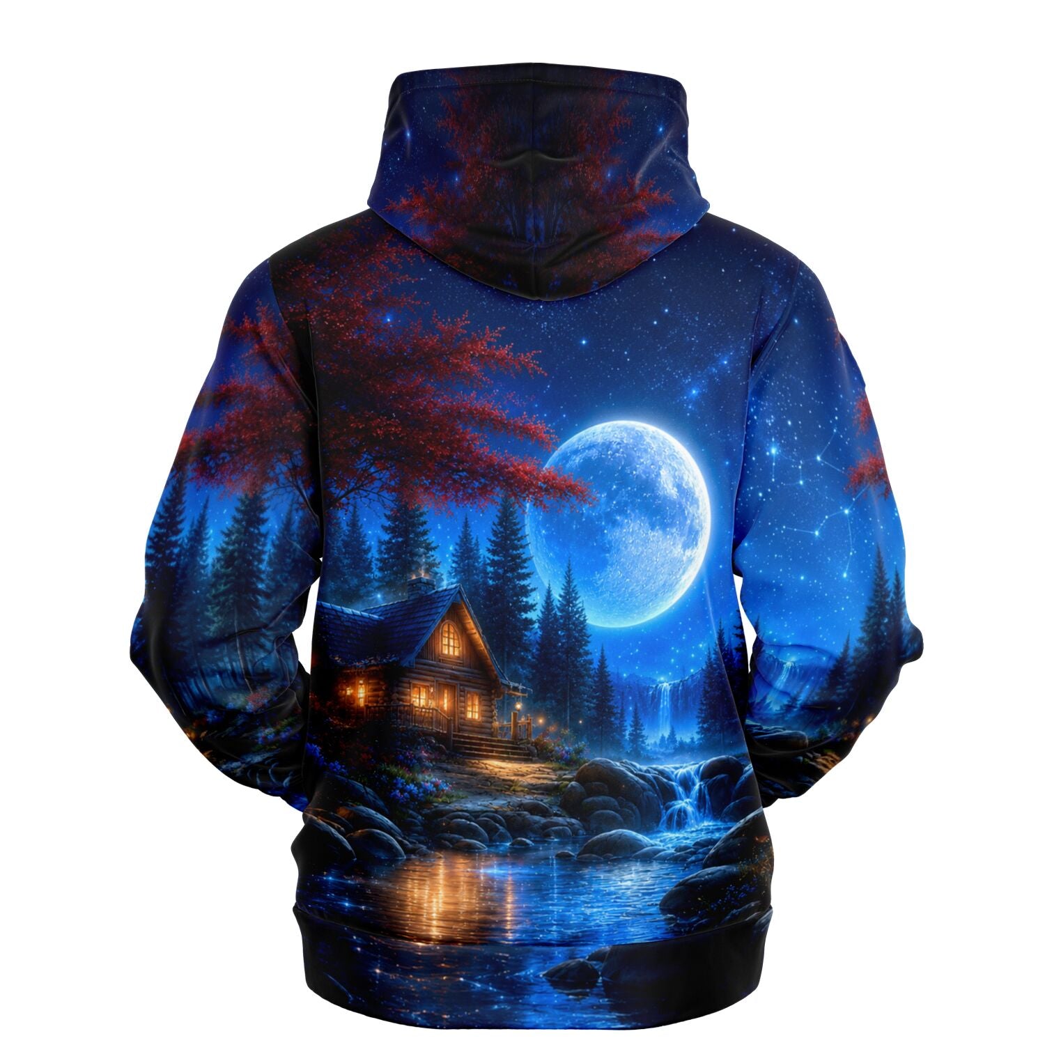 Dreamer Hoodie mit Mondlicht-Landschaft, ideal für Fans von Diamond Painting und Malen nach Zahlen Motiven