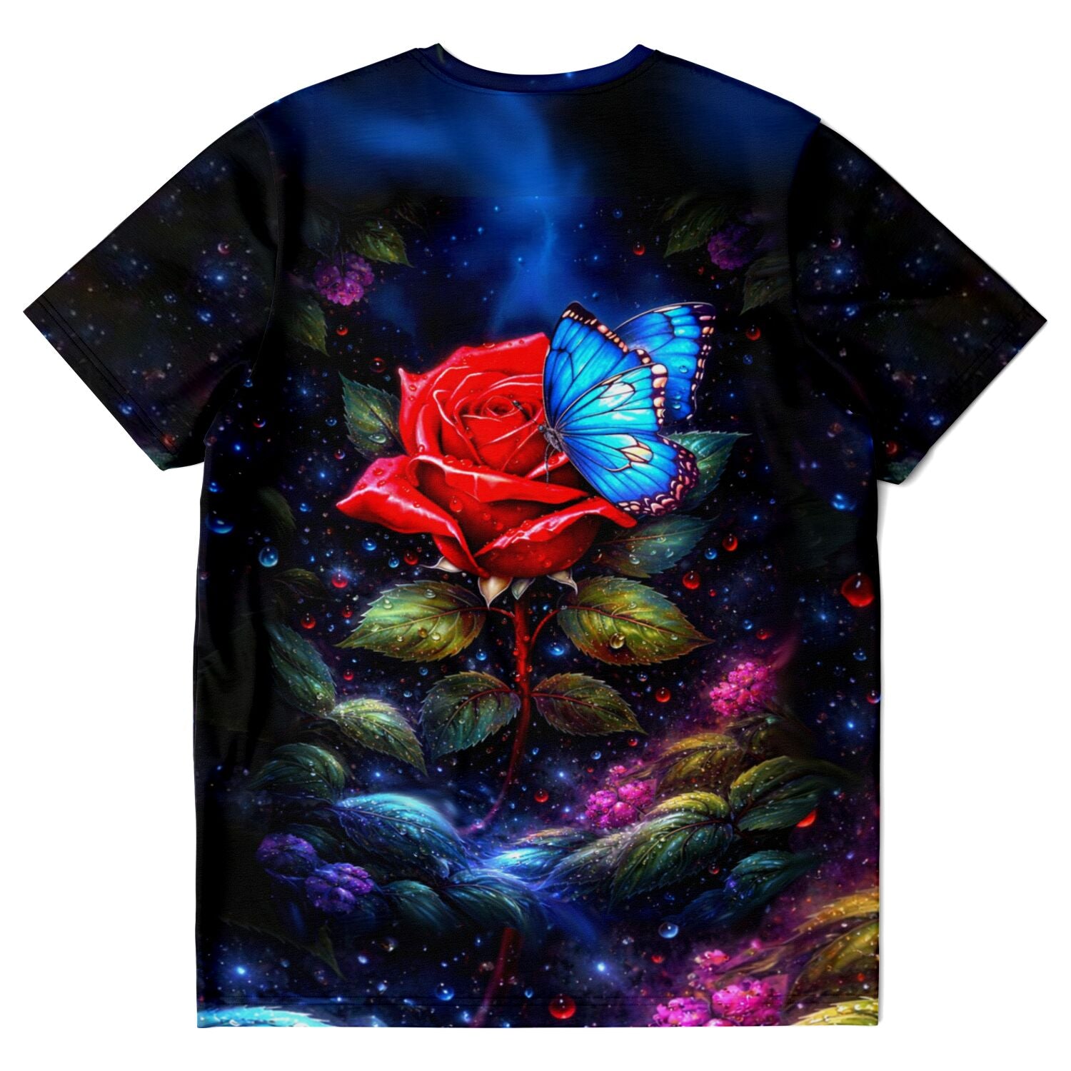 Dreamer T-Shirt - Rote Rose trifft blauen Schmetterling