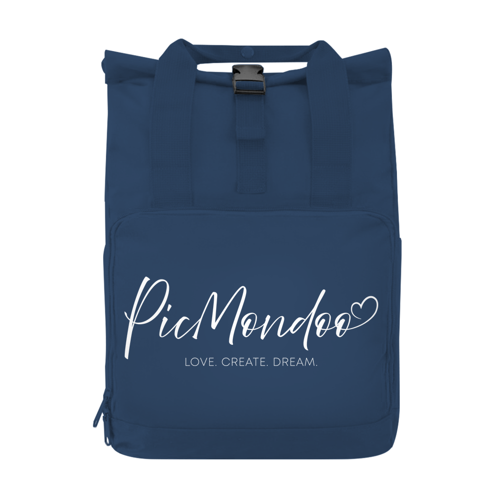 Rucksack mit Seitentasche picmondoo logo