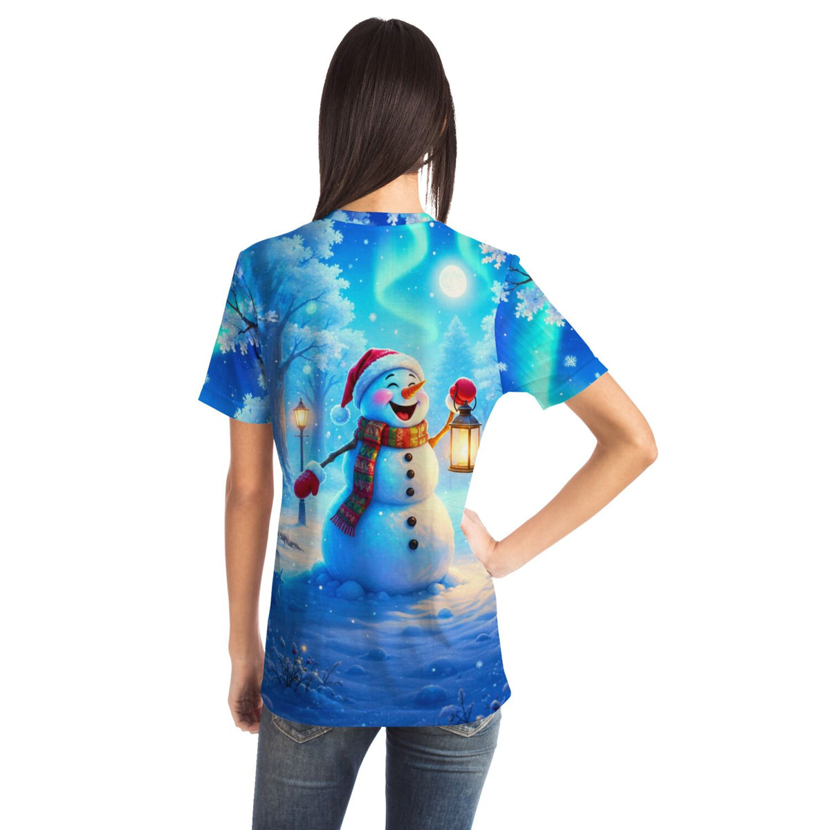 T-Shirt mit weihnachtlichem Schneemann-Motiv, perfekt für Fans von Diamond Painting und Malen nach Zahlen für Erwachsene.