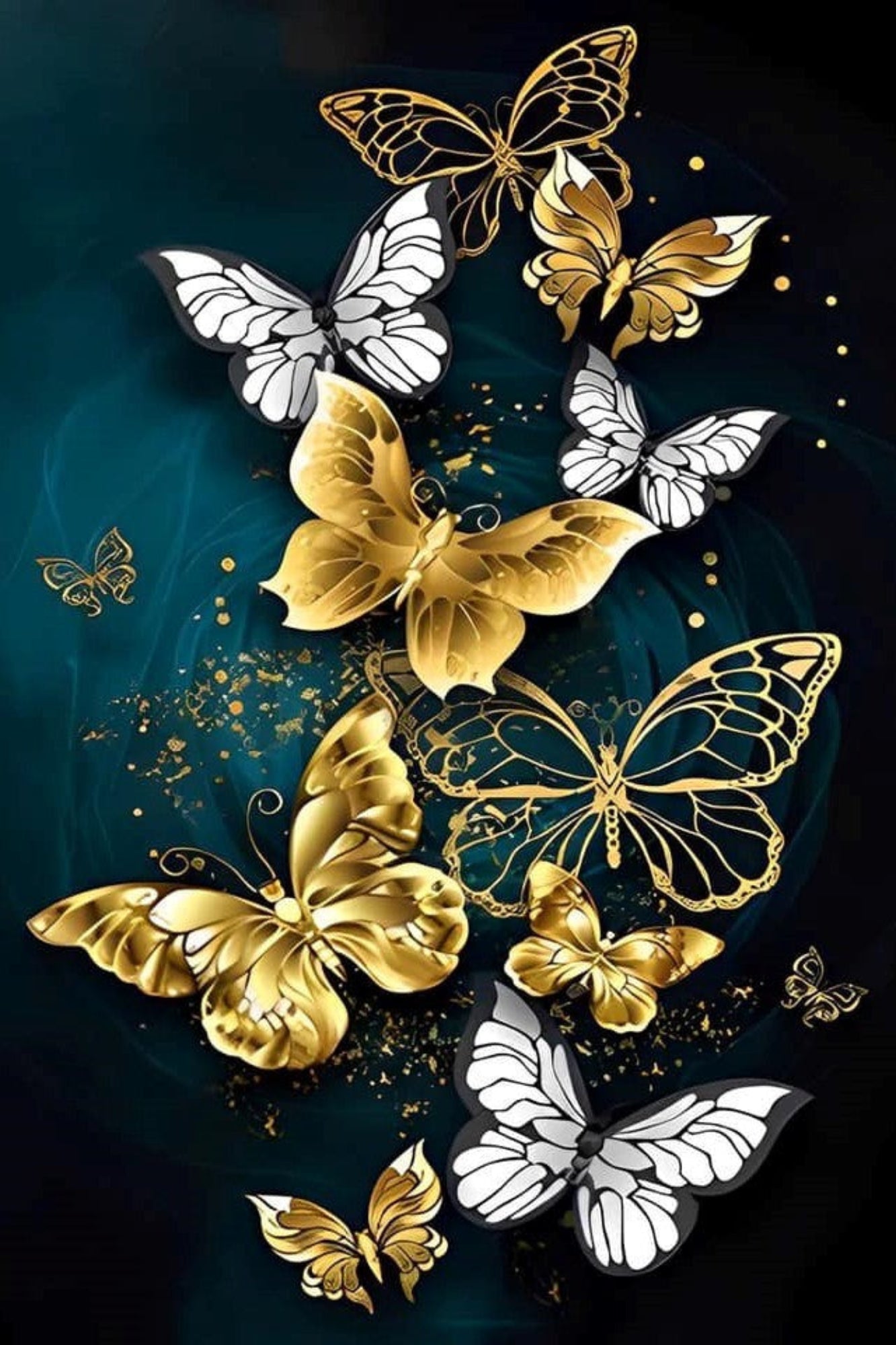 Diamond Painting Multi Special - Goldene Schmetterlinge