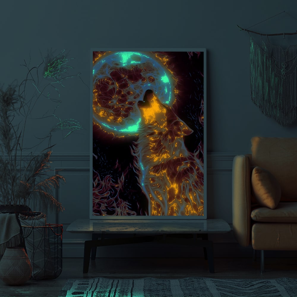 Diamond Painting Leuchtbild Special - Fire Wolf