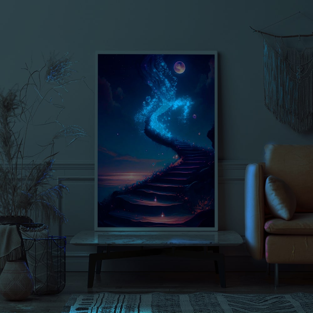 Diamond Painting Leuchtbild Special Wandgestaltung Treppe ins Universum