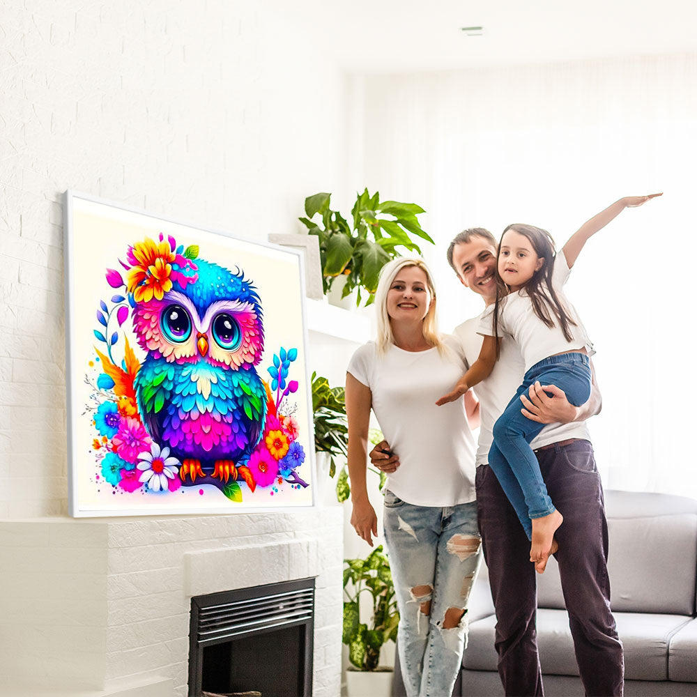 Diamond Painting Bild Bunte Frühlingseule