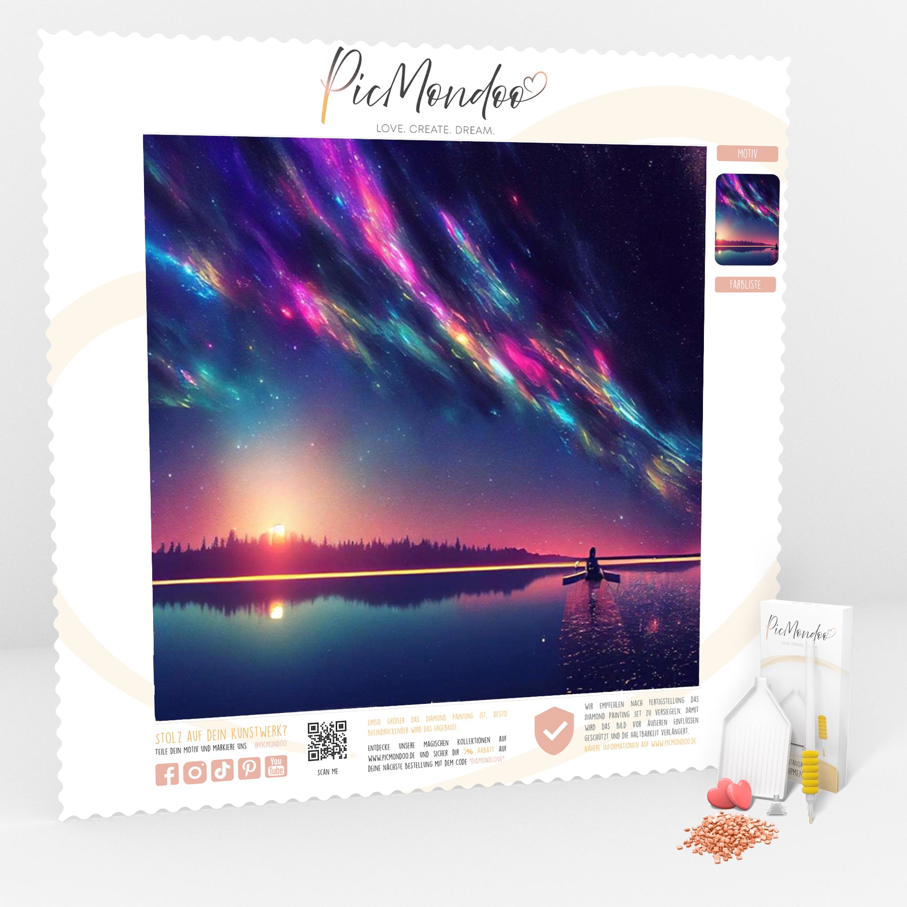 Diamond Painting Leuchtbild Special Leinwand Farbenzauber über dem Meer