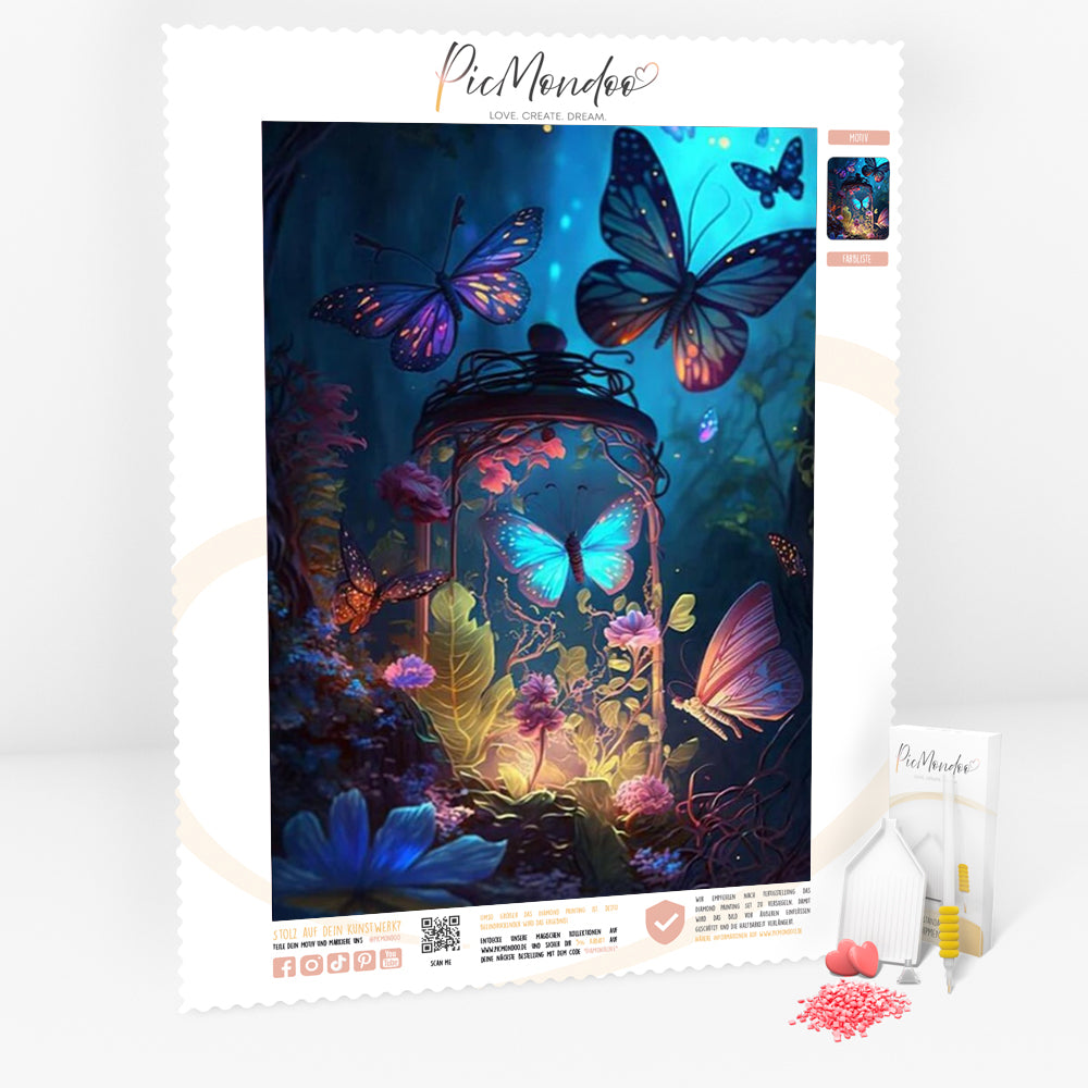 Diamond Painting Leuchtbild Special Leinwand Nacht der Schmetterlinge