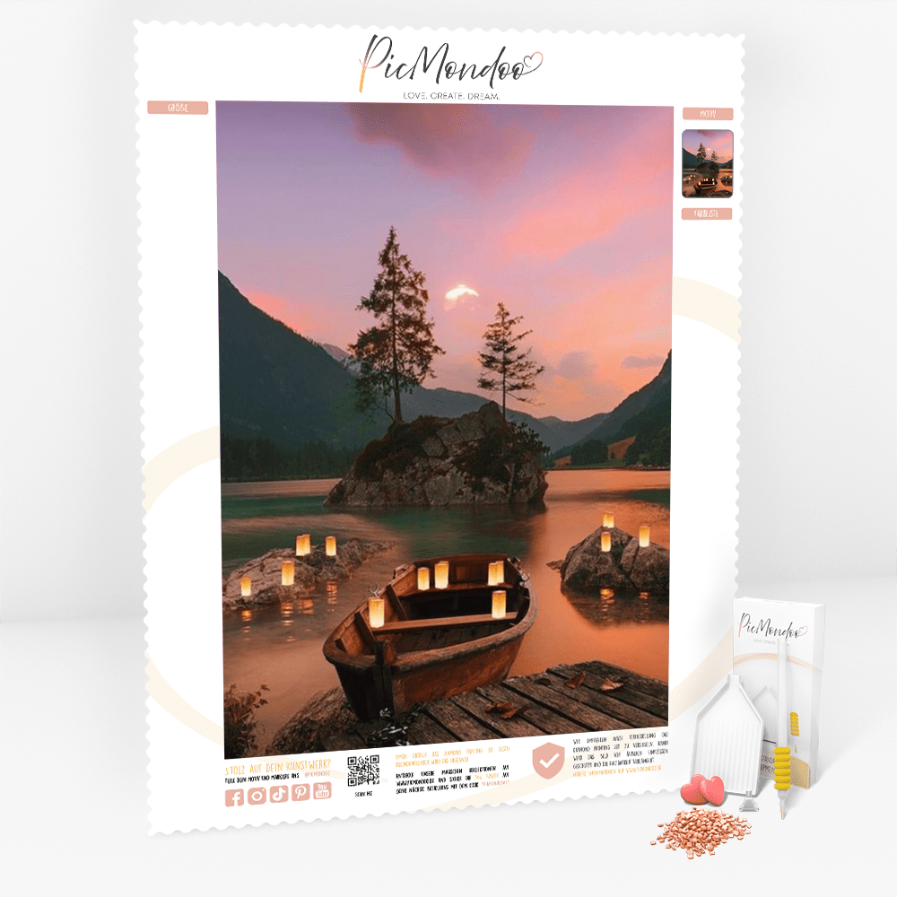 Diamond Painting Leinwand See im Lichterglanz