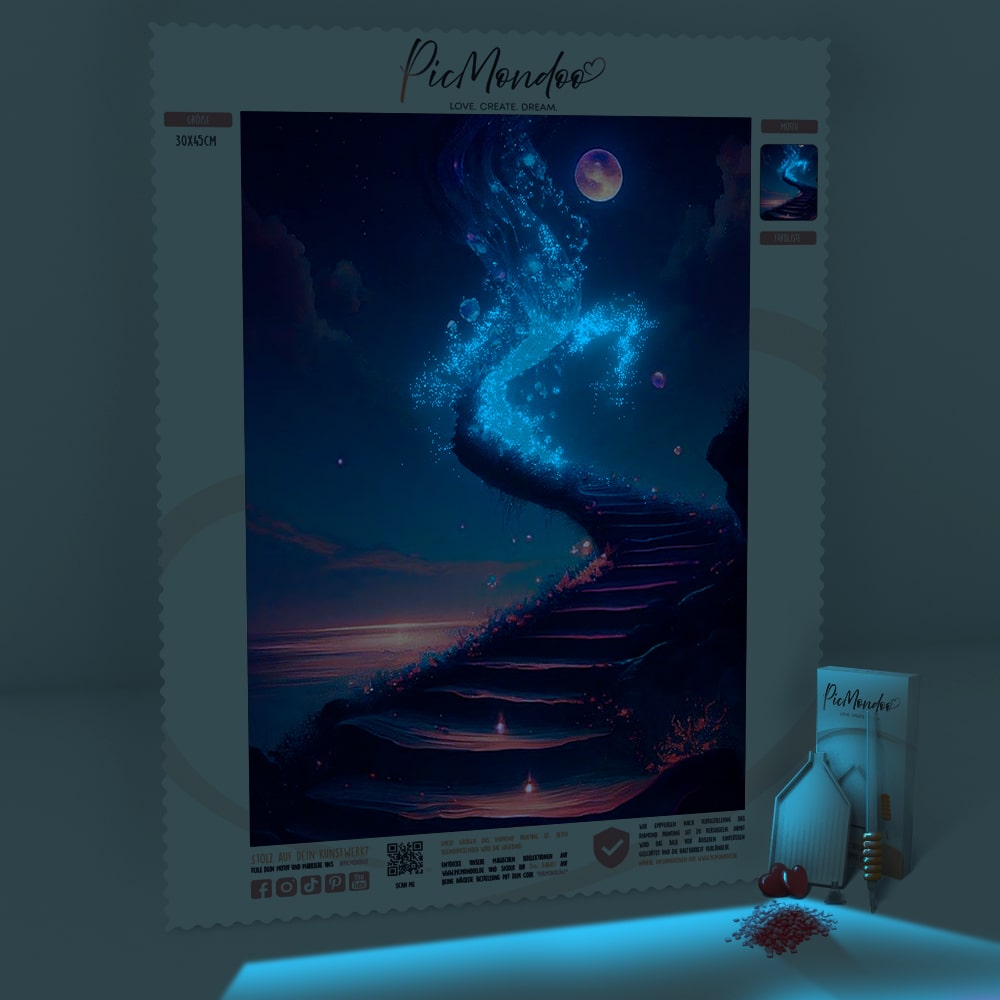 Diamond Painting Leuchtbild Special Leinwand Treppe ins Universum