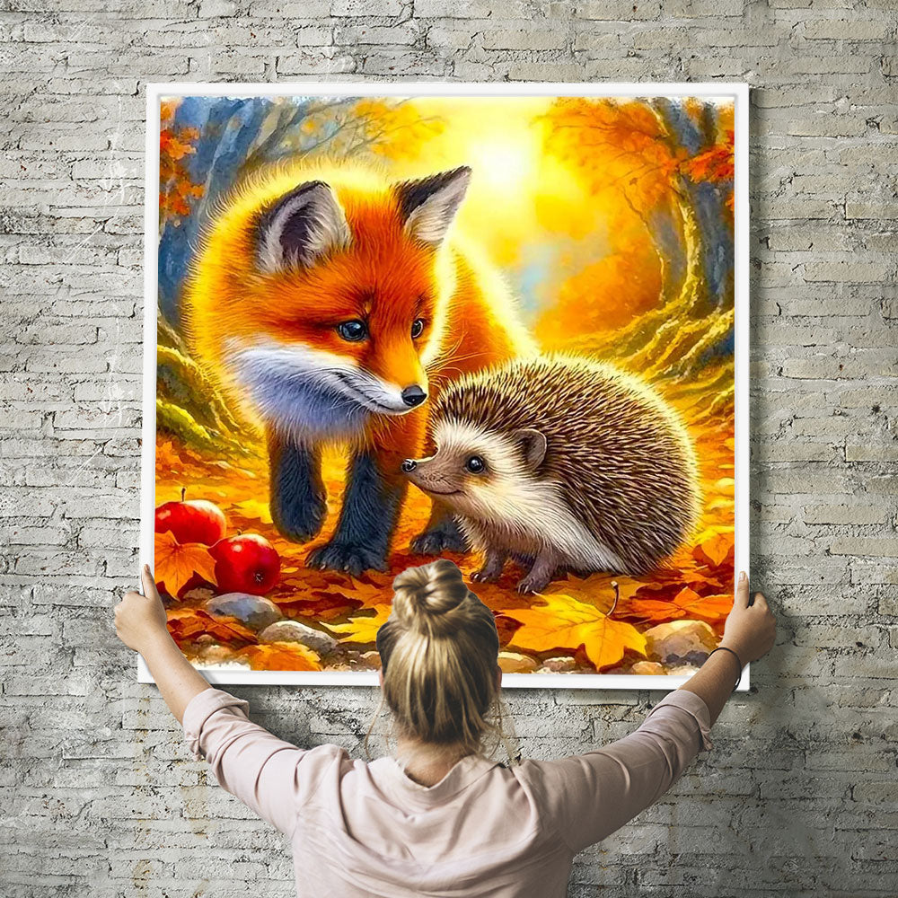 Diamond Painting Wandbild Waldtiere im bunten Laub "Limited Edition"