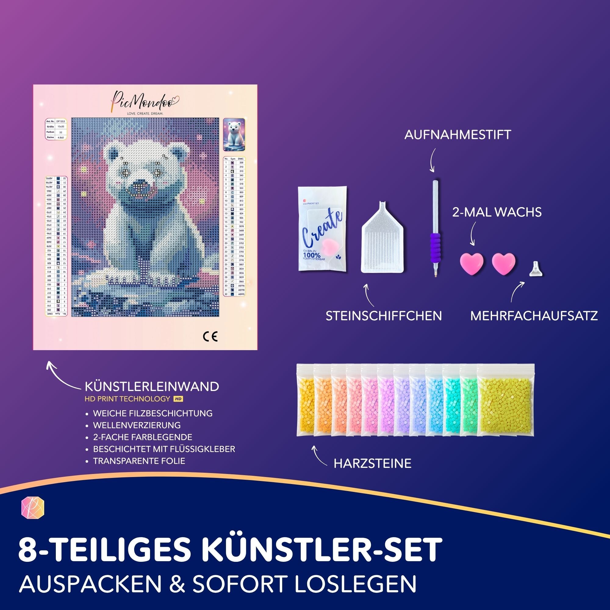 Diamond Painting Mini - Eisbär Hugo