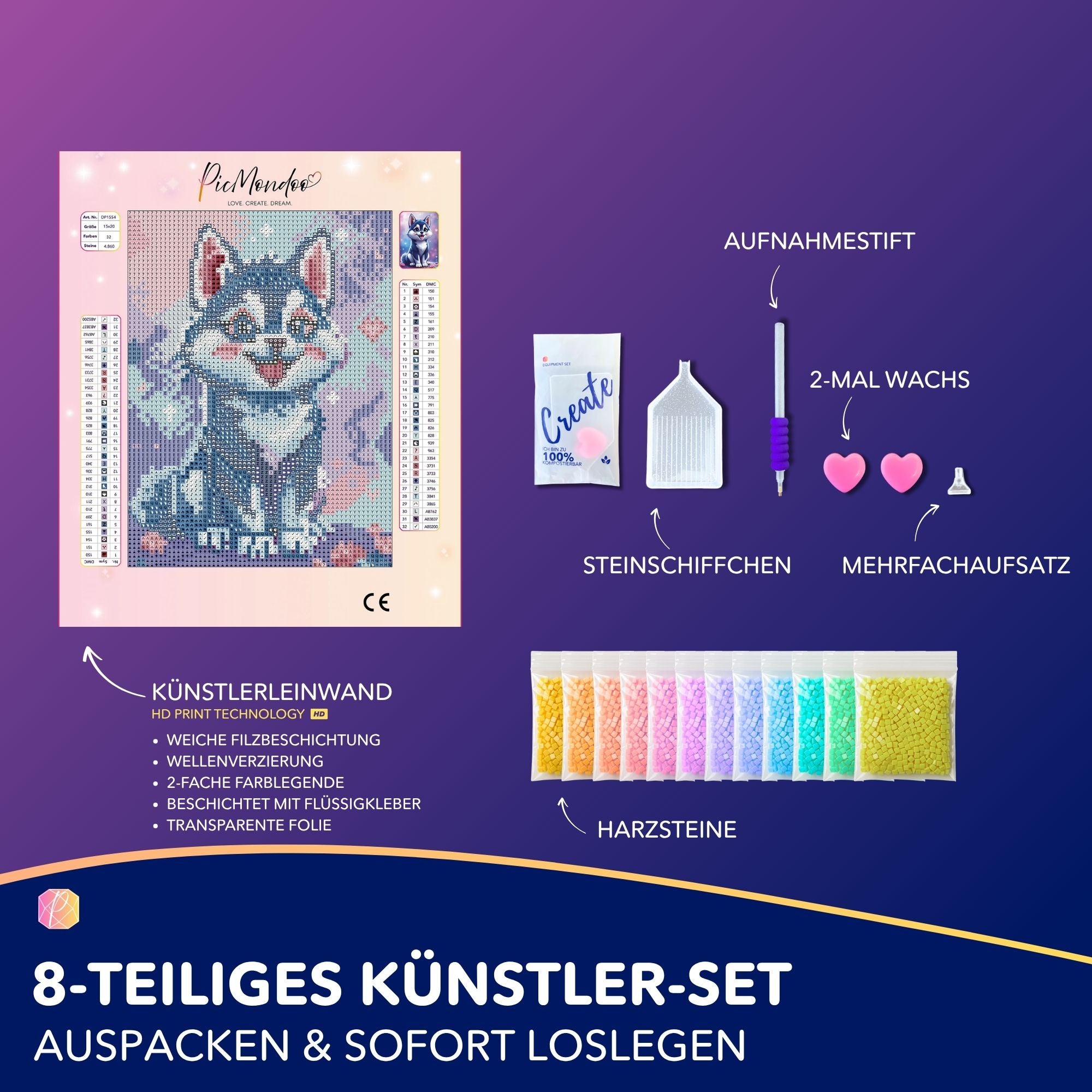 Diamond Painting Mini - Husky Happy