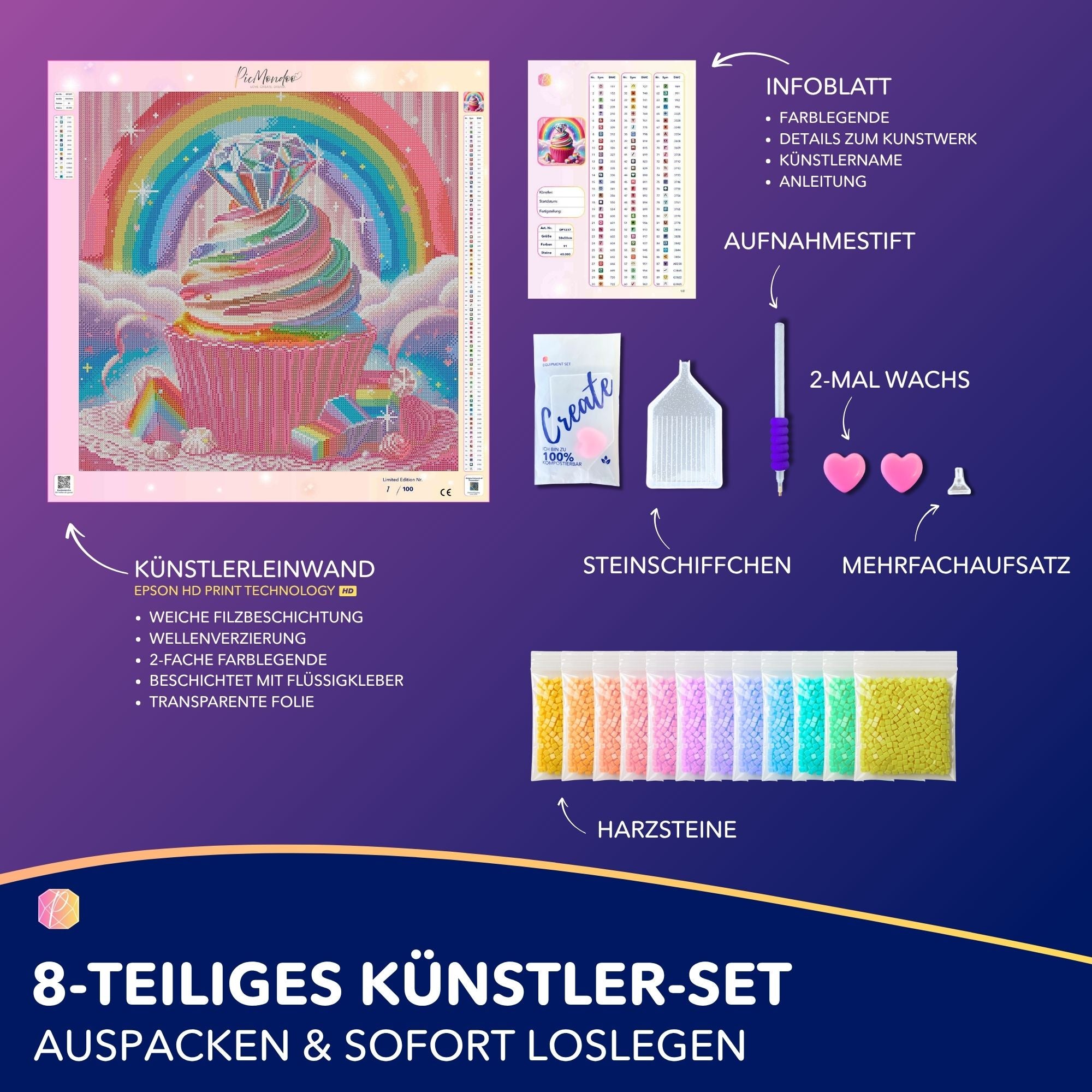 Diamond Painting Multi Special - Colorful Diamond Cupcake "Limited Edition"
