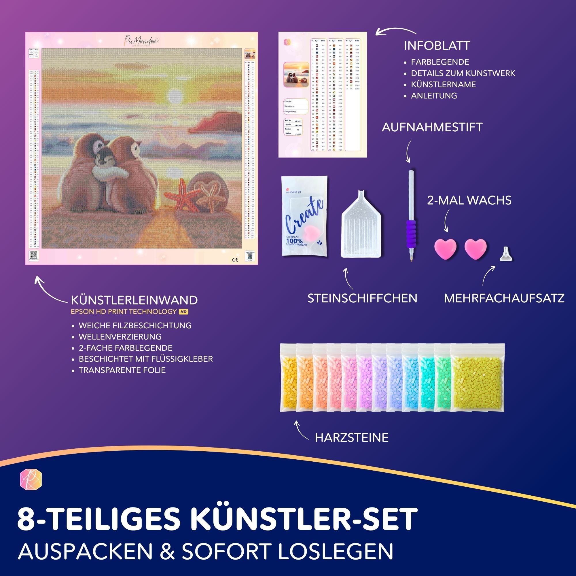 Diamond Painting - Happy Family am Strand