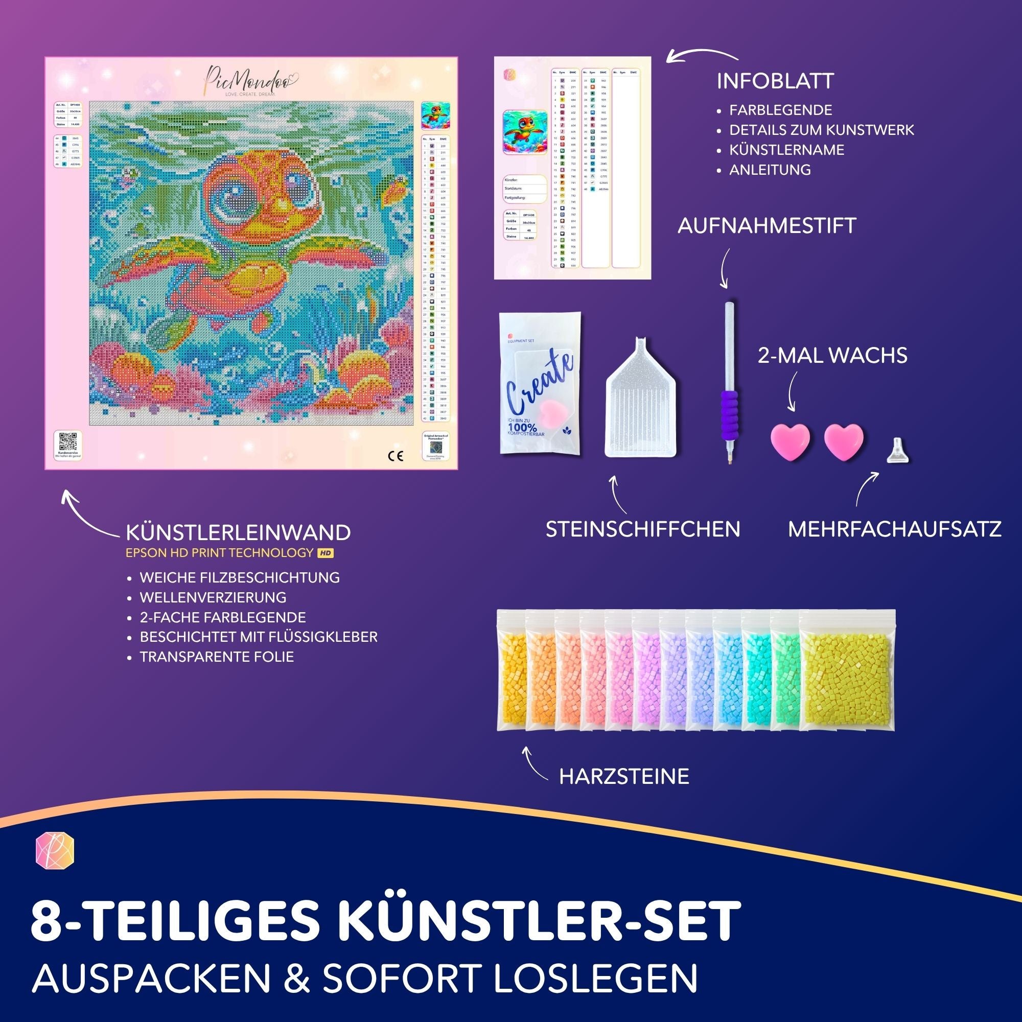 Diamond Painting - Lotta, die kleine Meeresschildkröte