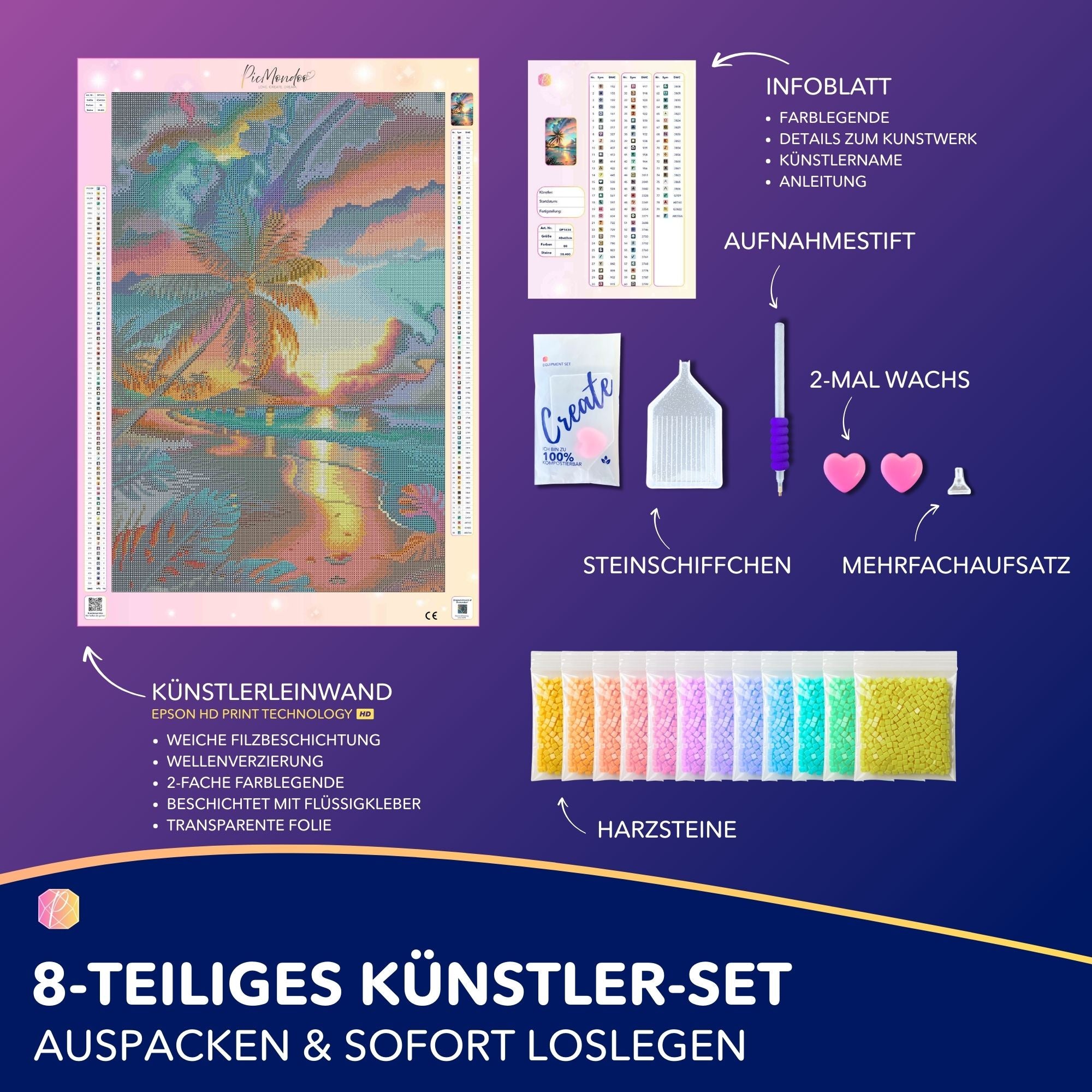 Diamond Painting - Palme im bunten Abendhimmel