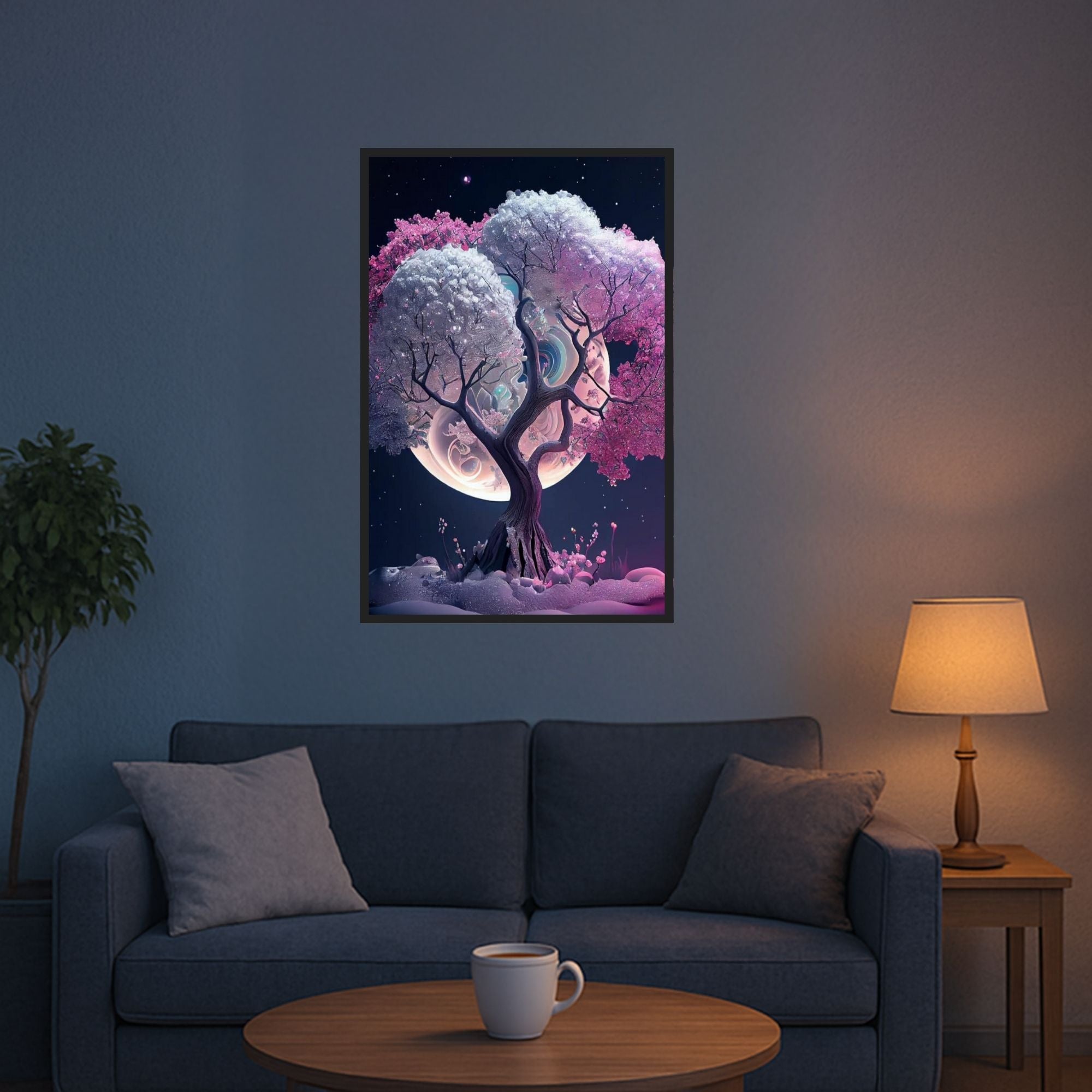 Diamond Painting Multi Special - Pink Tree at Night