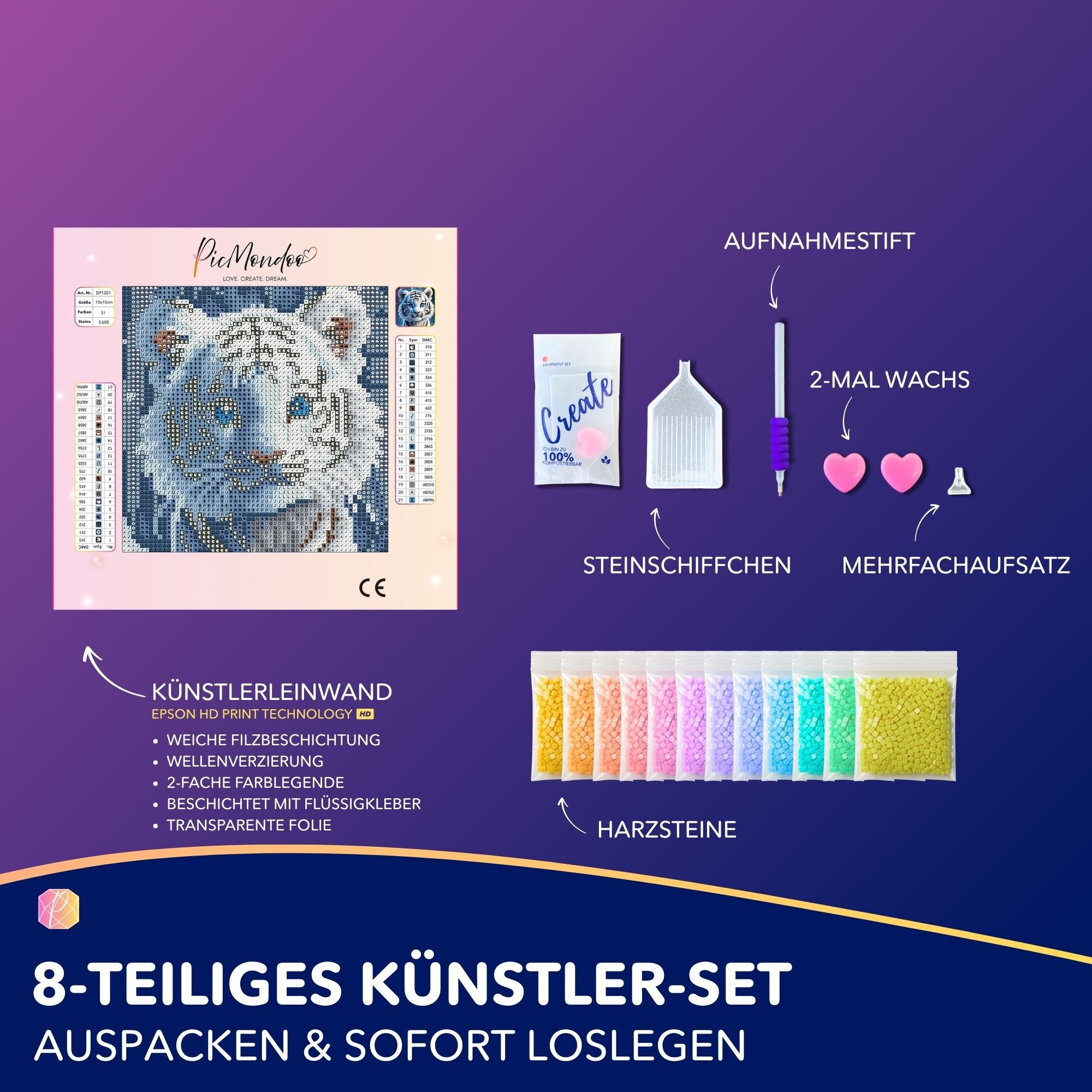 Diamond Painting Mini - Schneetigerbaby