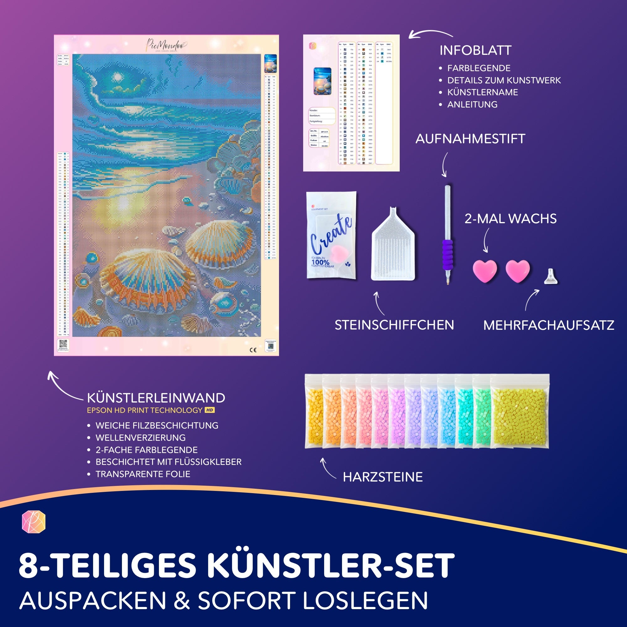 Diamond Painting - Strand im Nachtglanz